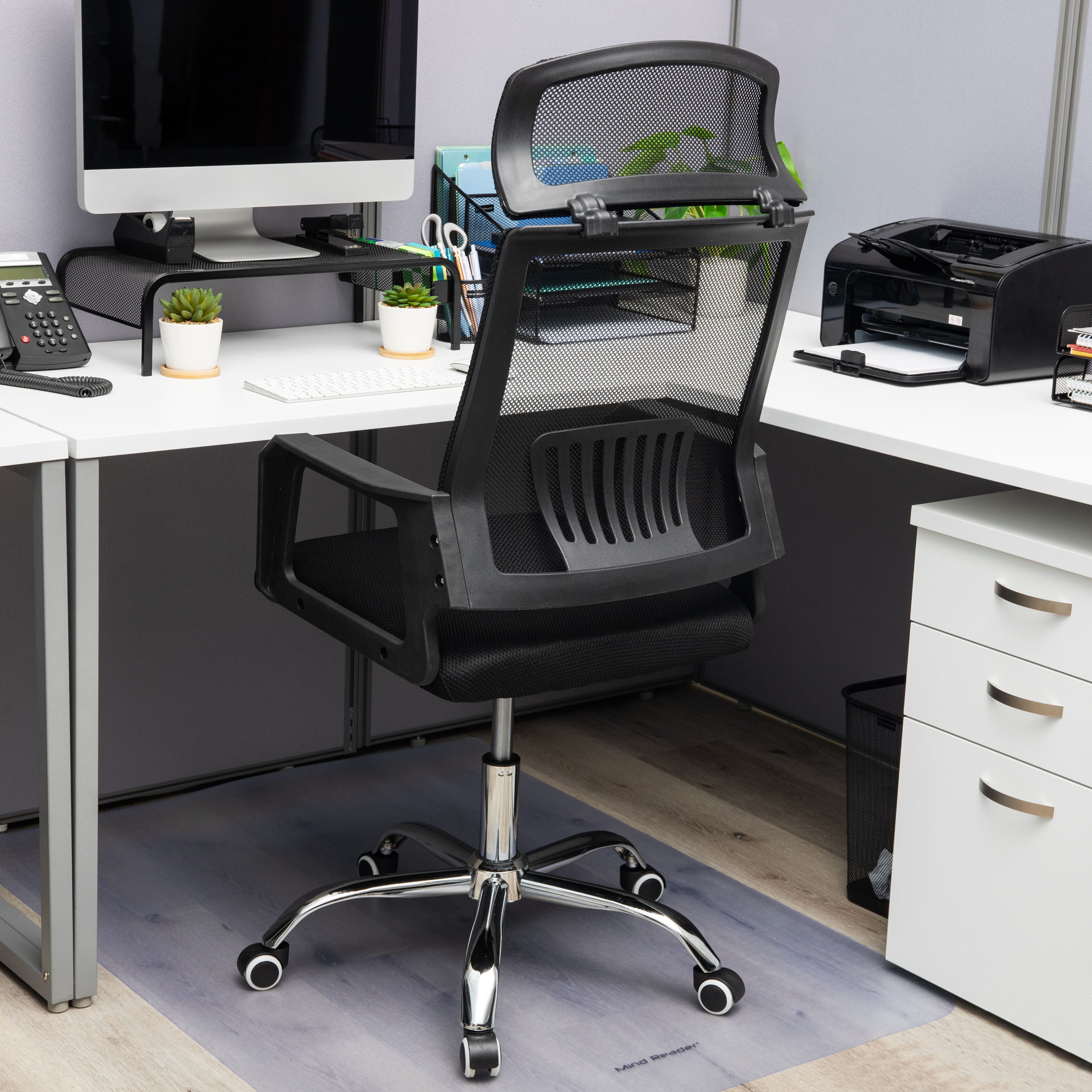 Mind Reader Black Height Adjustable Desk Chair with Wheels