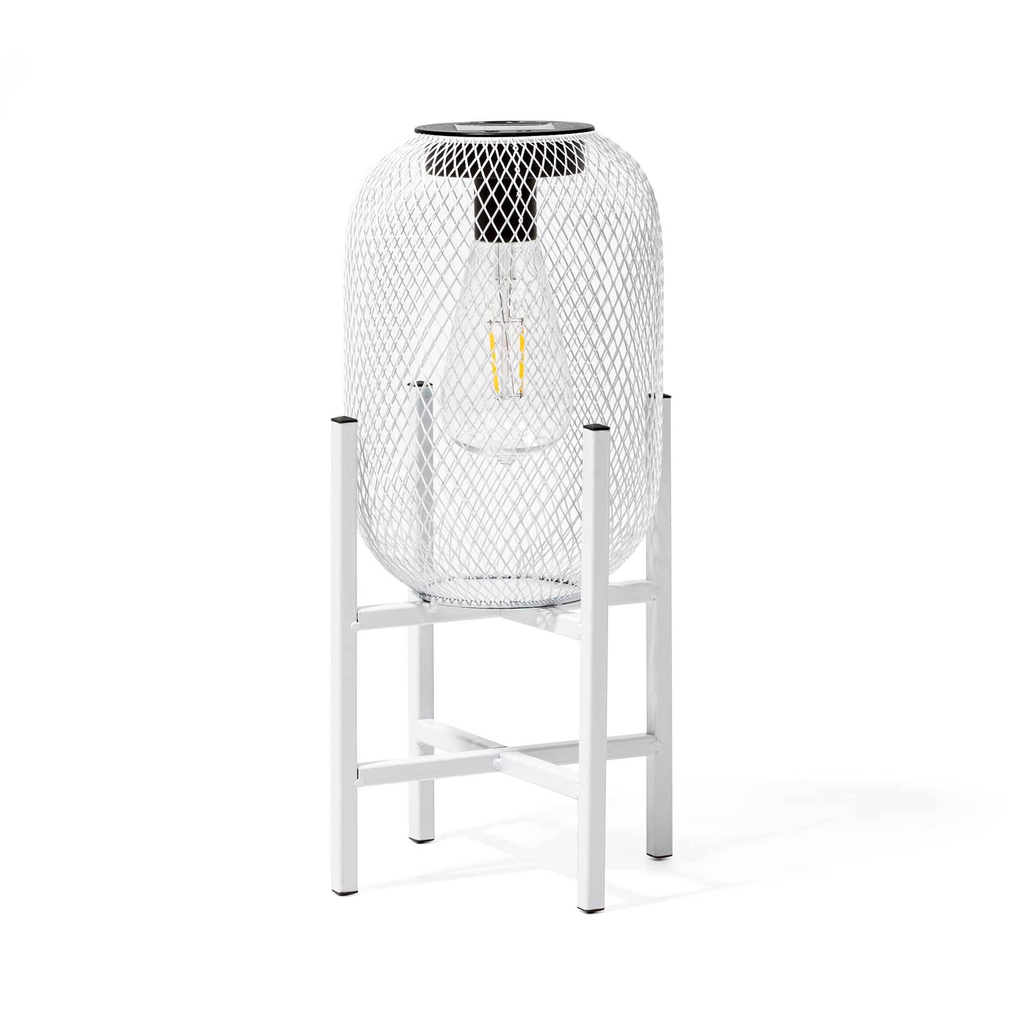 Glitzhome® 14" Metal Mesh Solar Powered Lantern with Stand