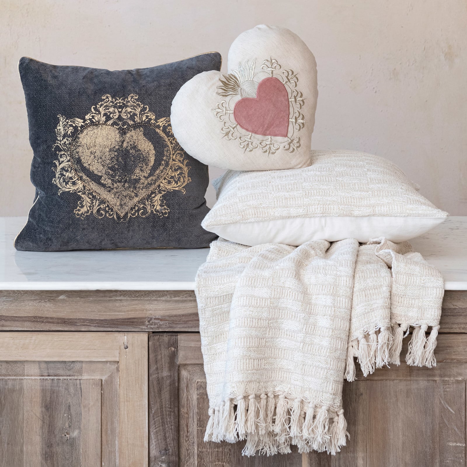 Hello Honey® 20" Natural Square Woven Cotton Blend Accent Pillow