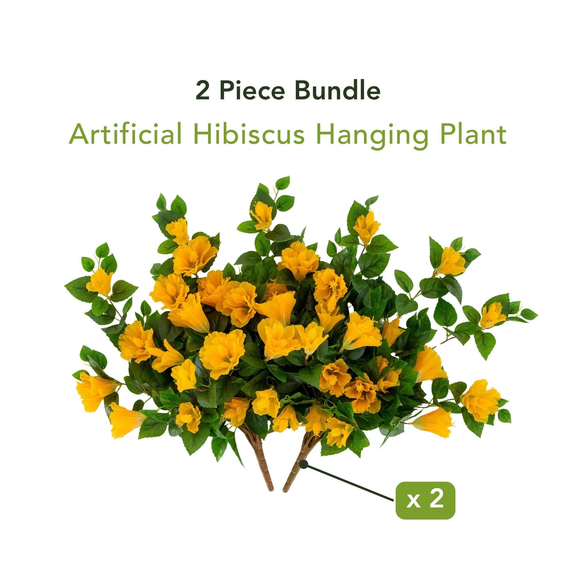 24" UV Resistant Artificial Hibiscus Hanging Plants, 2ct.