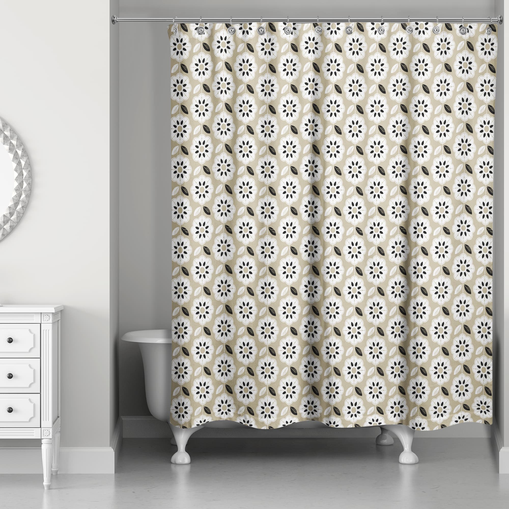 Mod Gold Flower 71" x 74" Shower Curtain