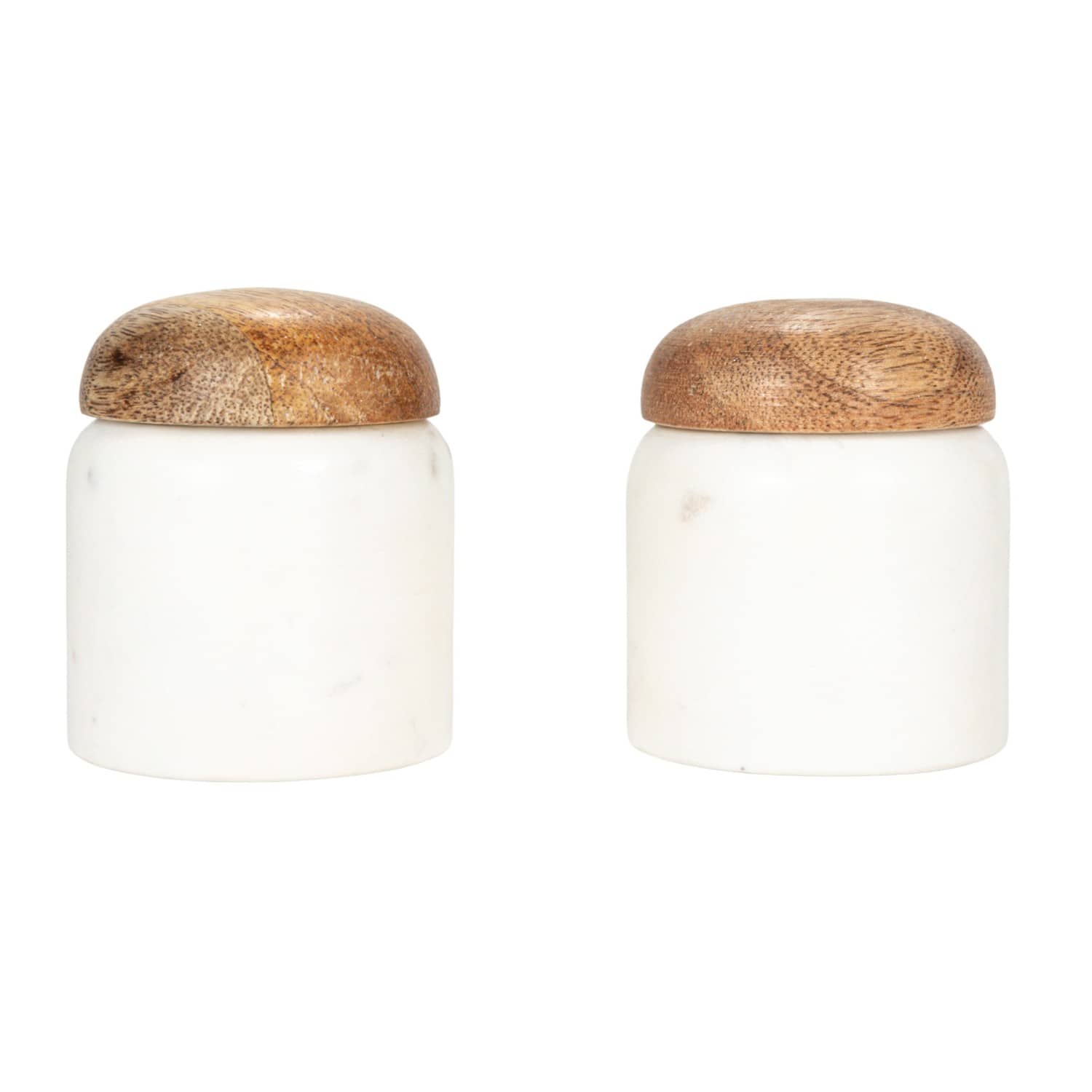 Hello Honey® 3.25" White Marble & Mango Wood Pinch Pot with Lid
