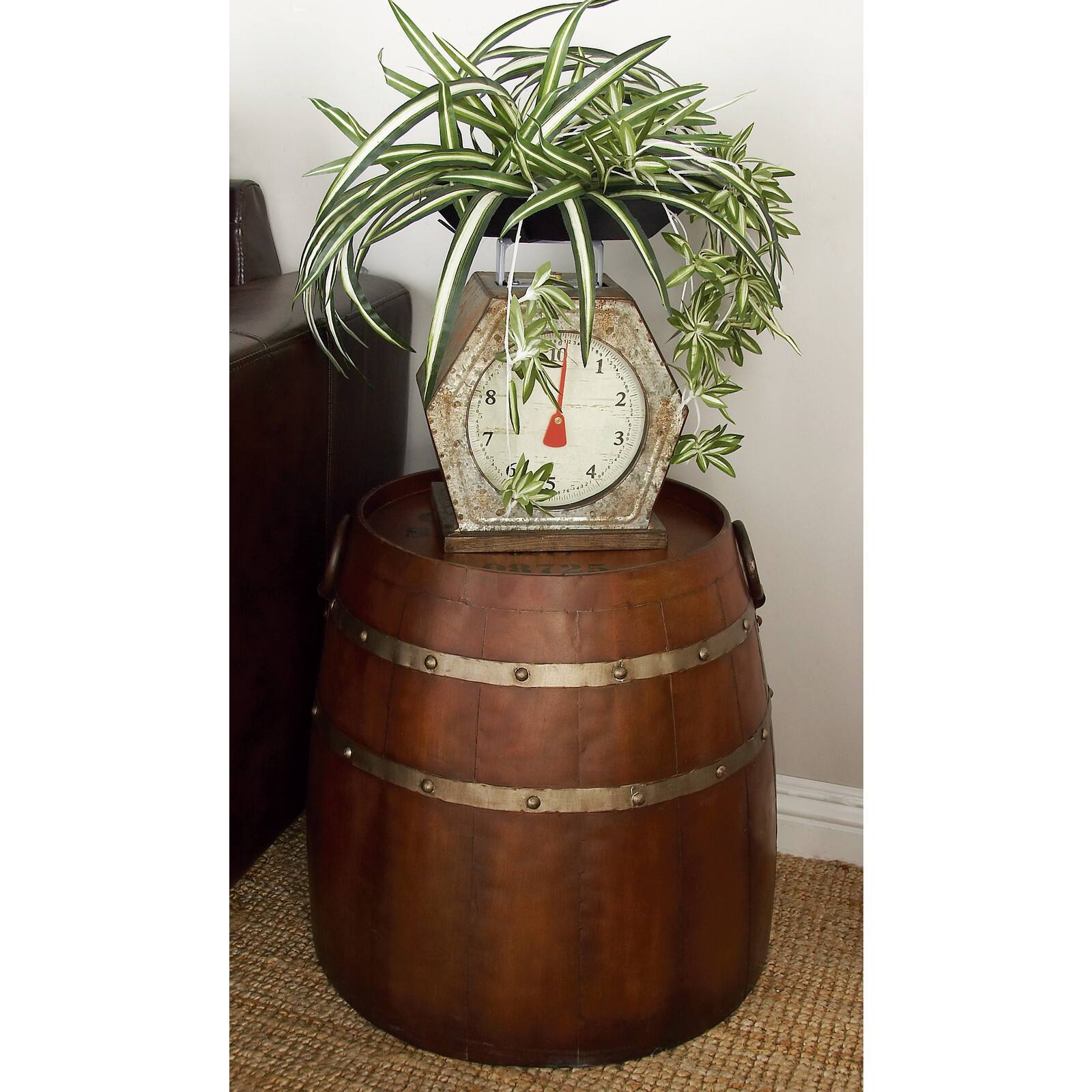 Brown Iron Farmhouse Accent Table, 19" x 20" x 20"