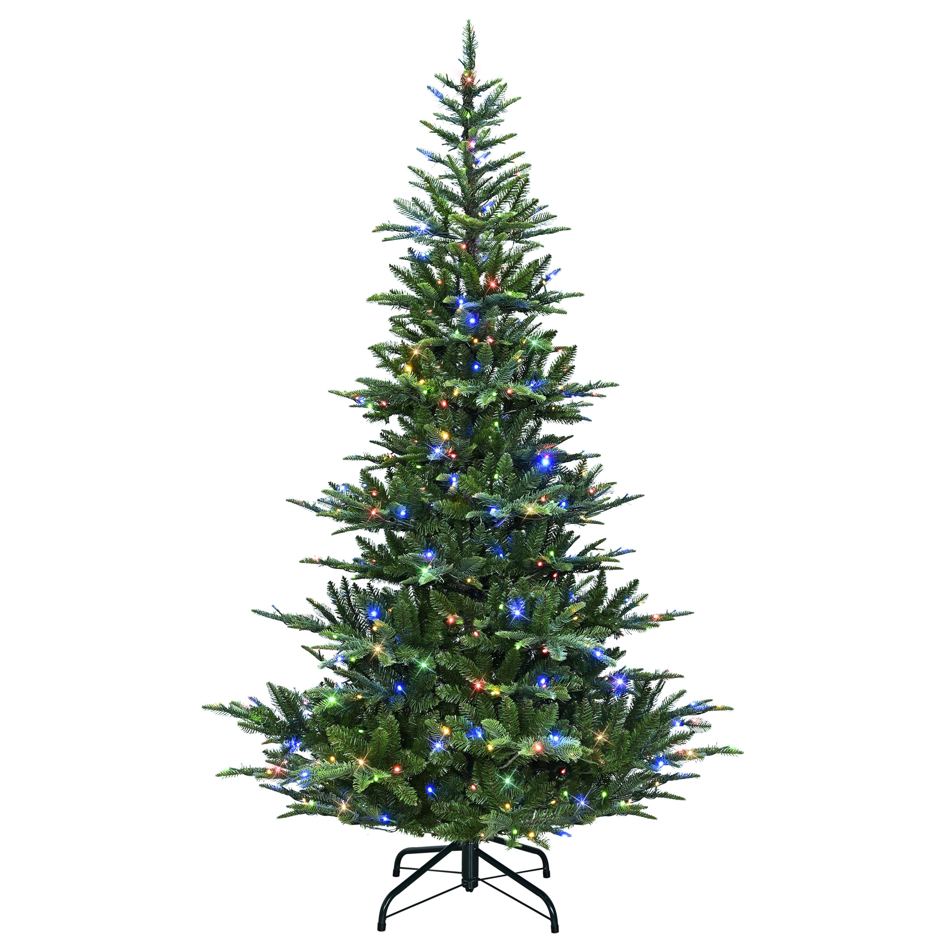 Puleo International 7.5ft. Pre-Lit Mountain Fir Artificial Christmas Tree, Warm White & Multicolor lights