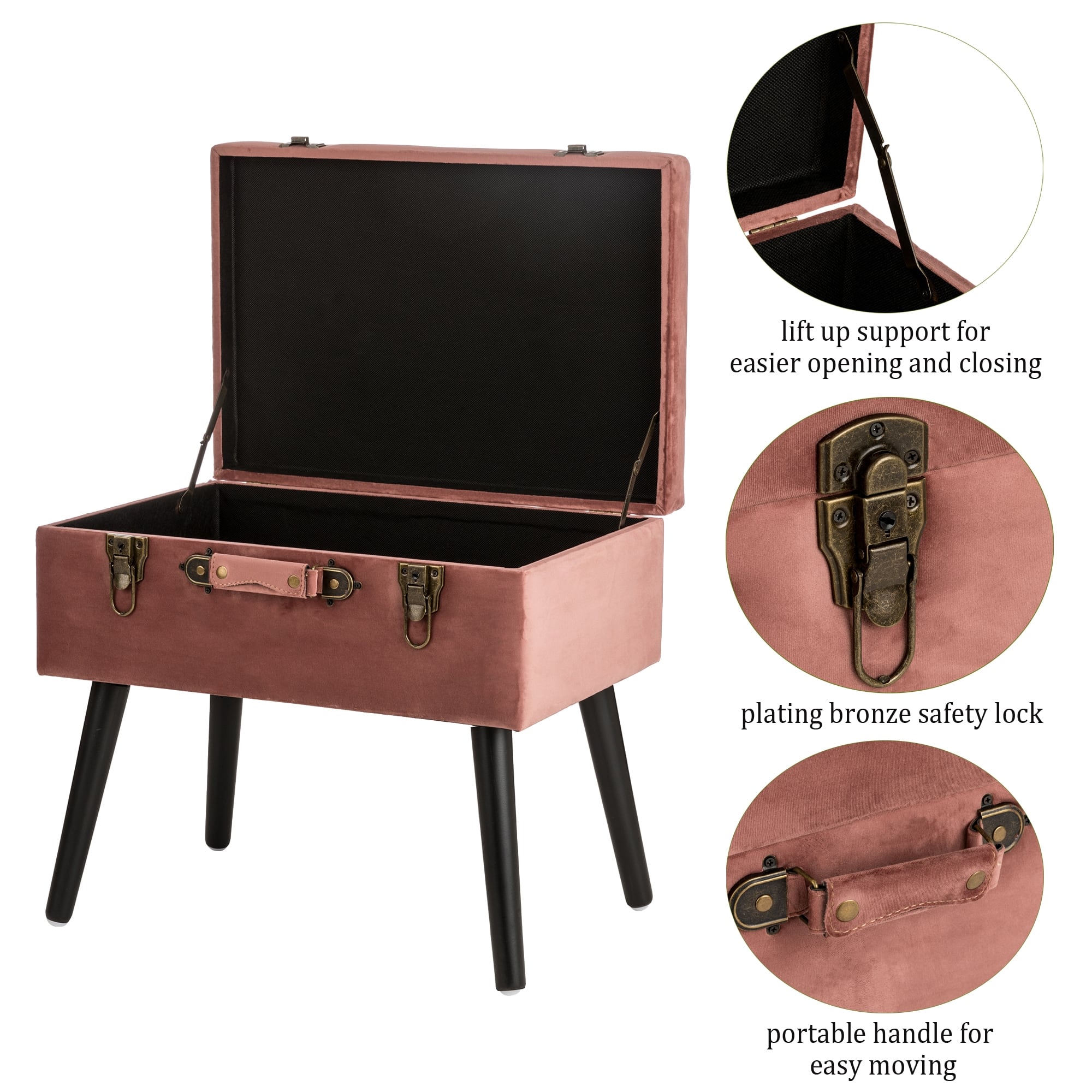 Glitzhome® Velvet Upholstered Storage Stool