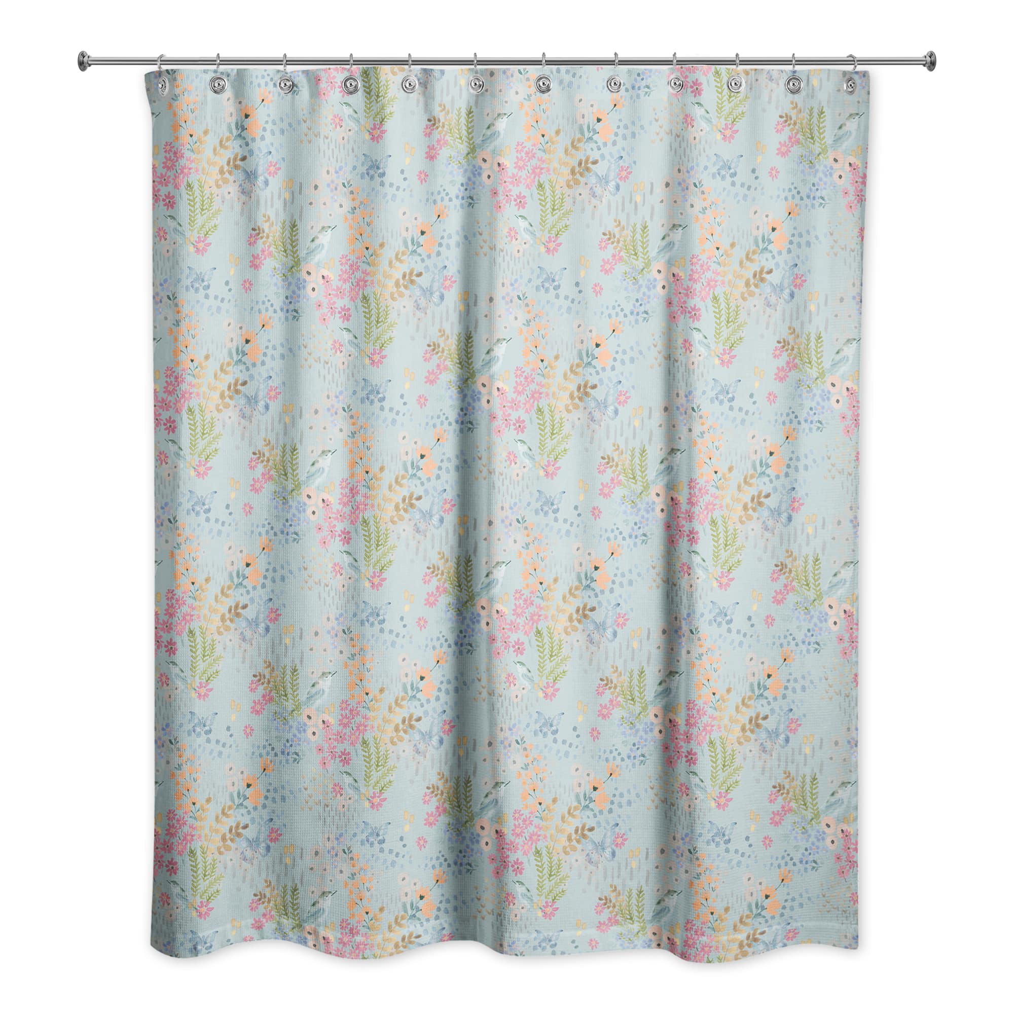 Butterfly Bird Floral Shower Curtain