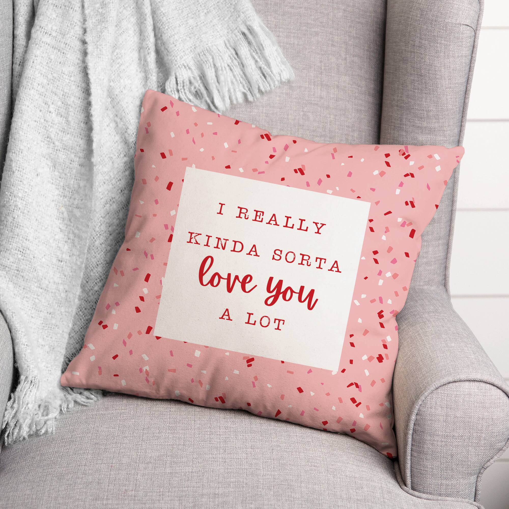 Really Love You Confetti Throw Pillow, 18" x 18"