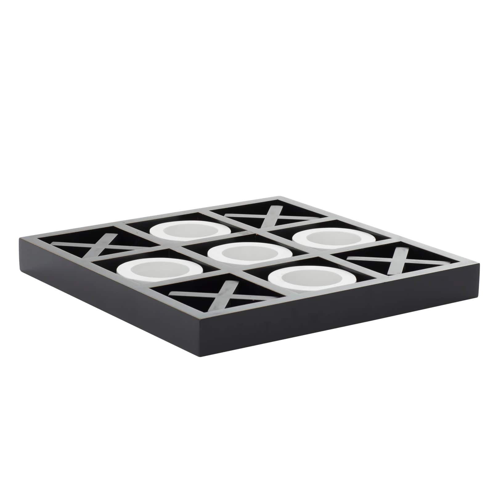 Black & White Wood Tic-Tac-Toe Game Set