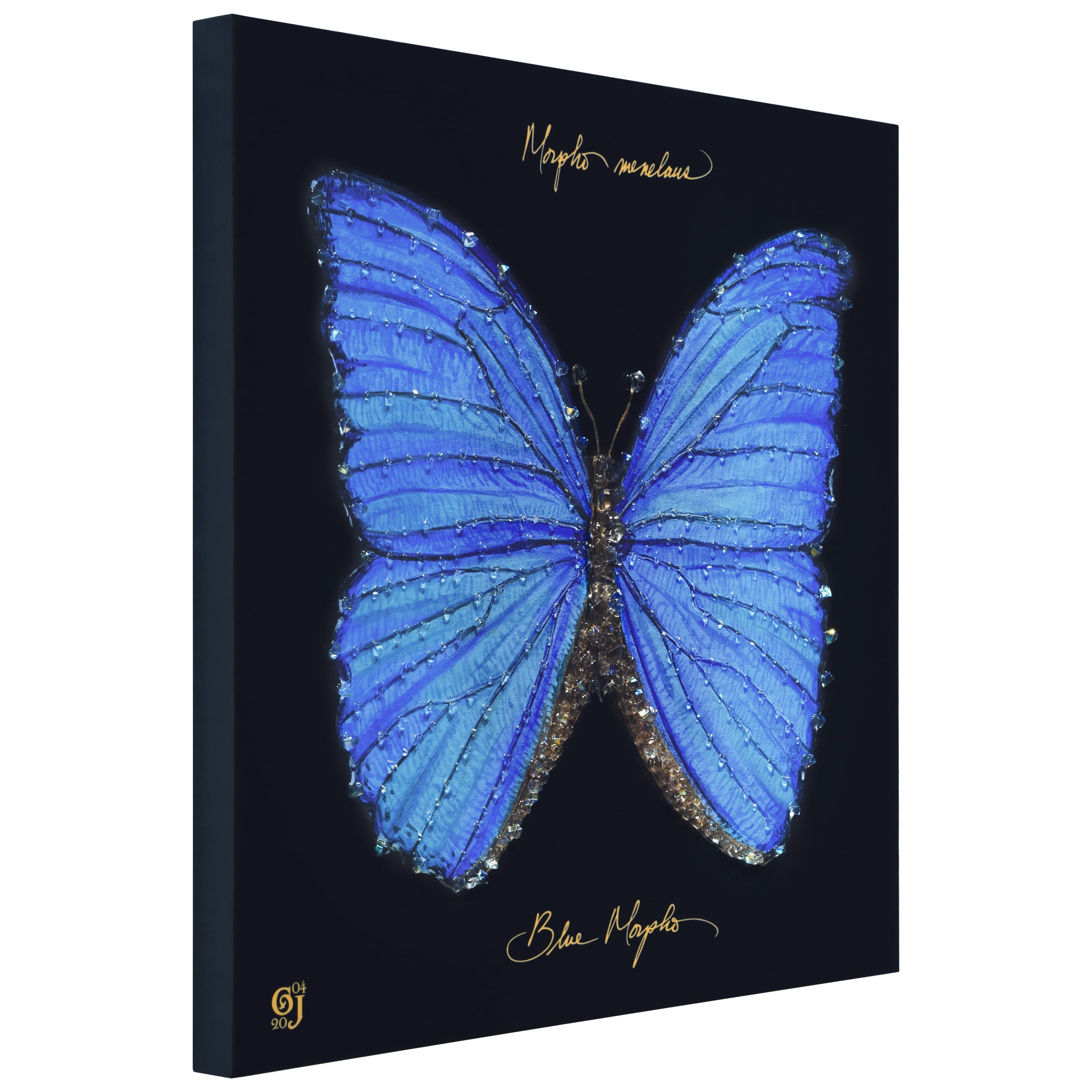 Empire Art Direct 24" x 24" Blue Monarch Elegance I Crystallus Gallery Epoxy Coated Wrapped Canvas Wall Art