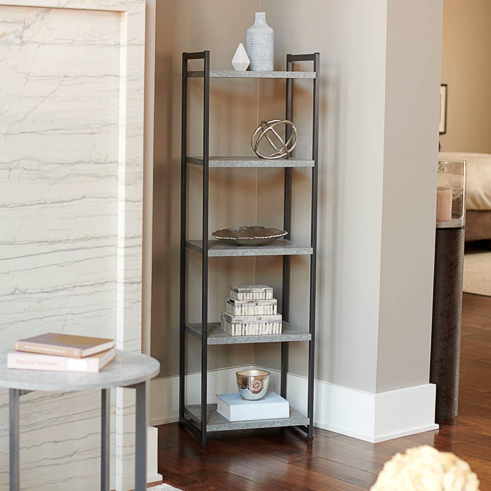 Household Essentials Jamestown 59" 5-Shelf Narrow Bookshelf
