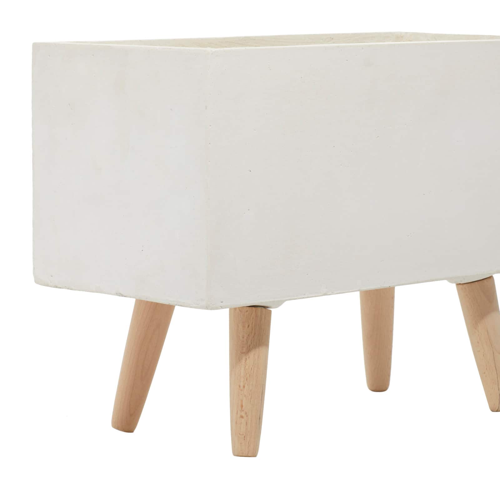 Set of 2 White Fiber clay Contemporary Planter, 17", 21"