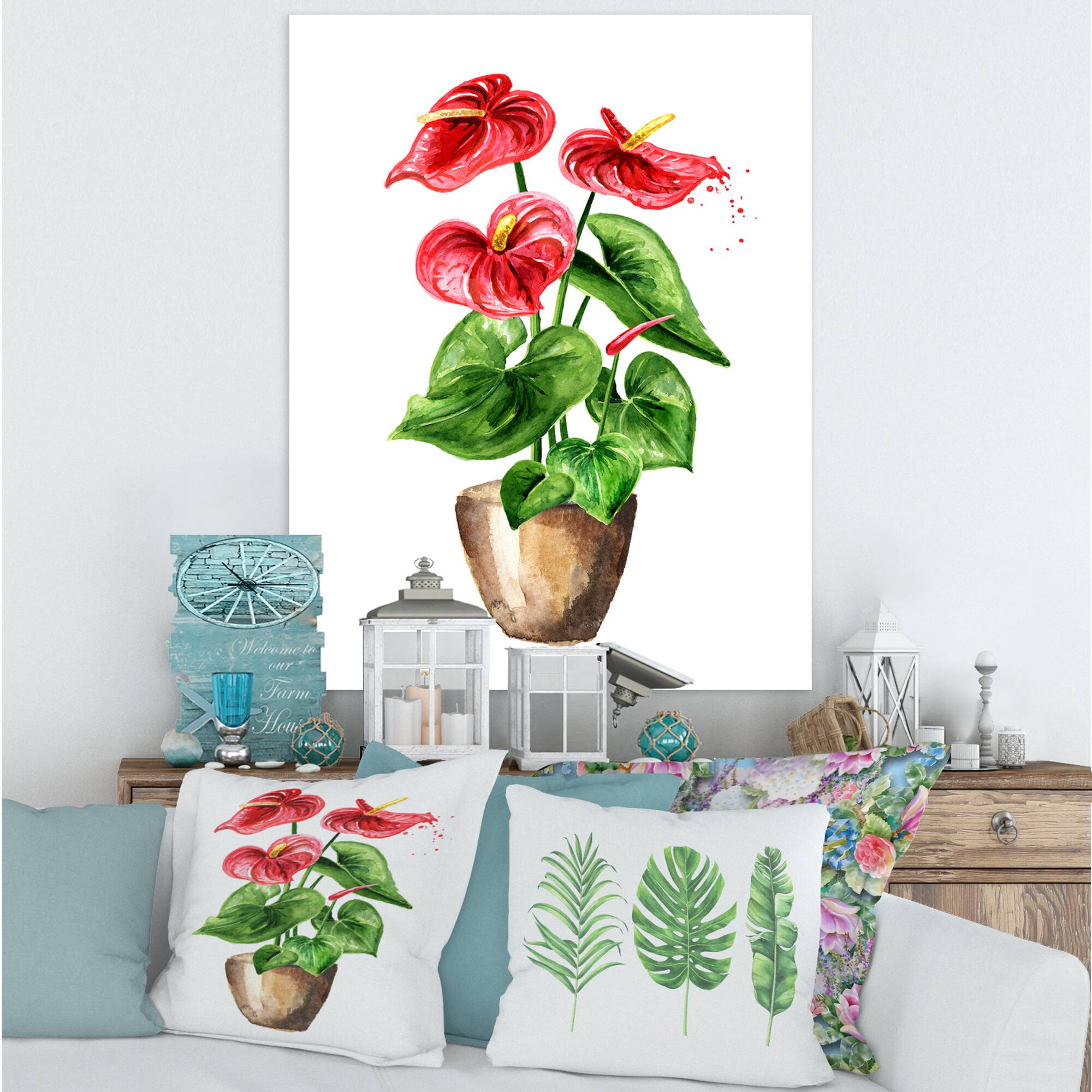 Designart - Anthurium Tailflower Or Flamingo Flower In The Pot