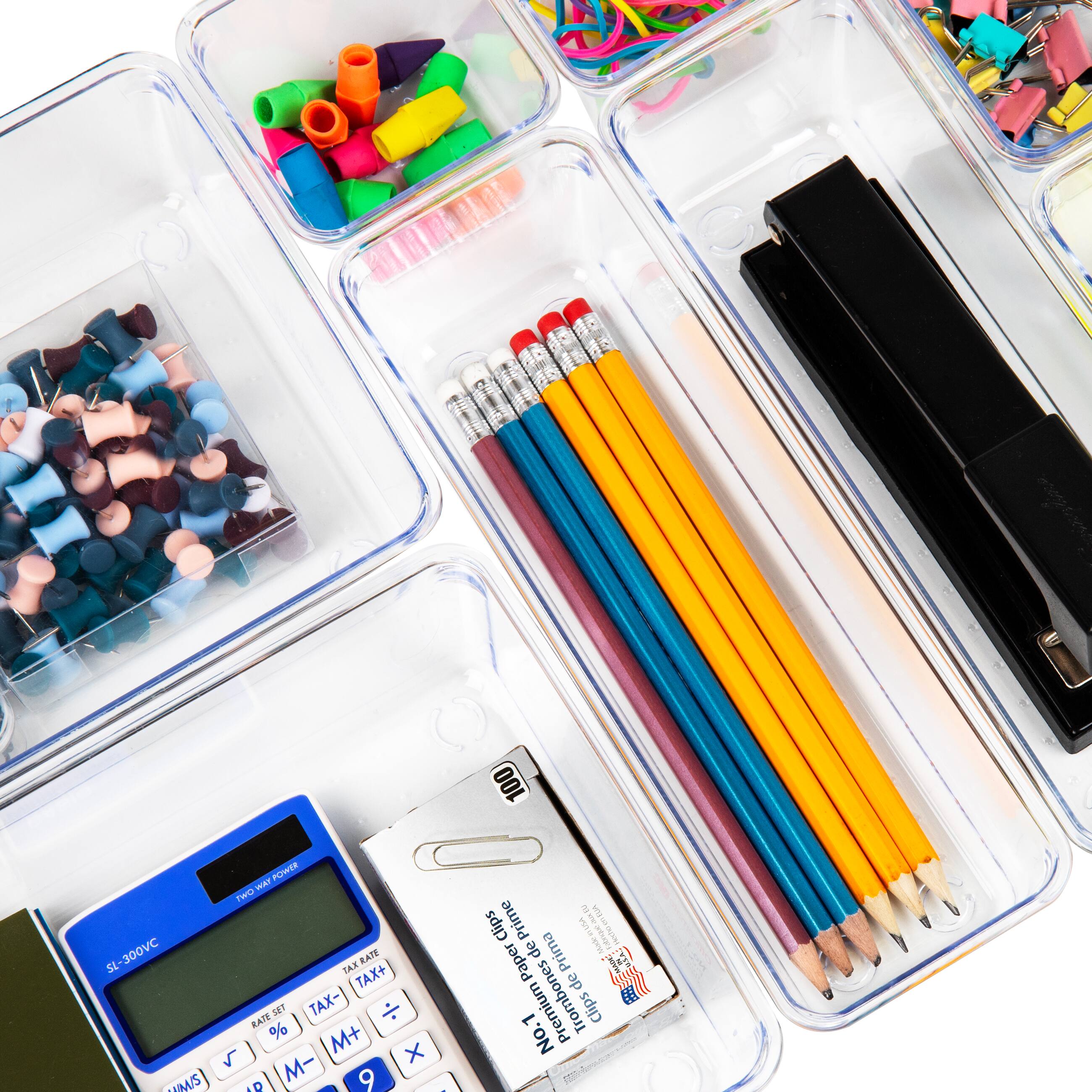 Mind Reader 8-Piece Drawer Organizer Set, Storage Trays, Clear