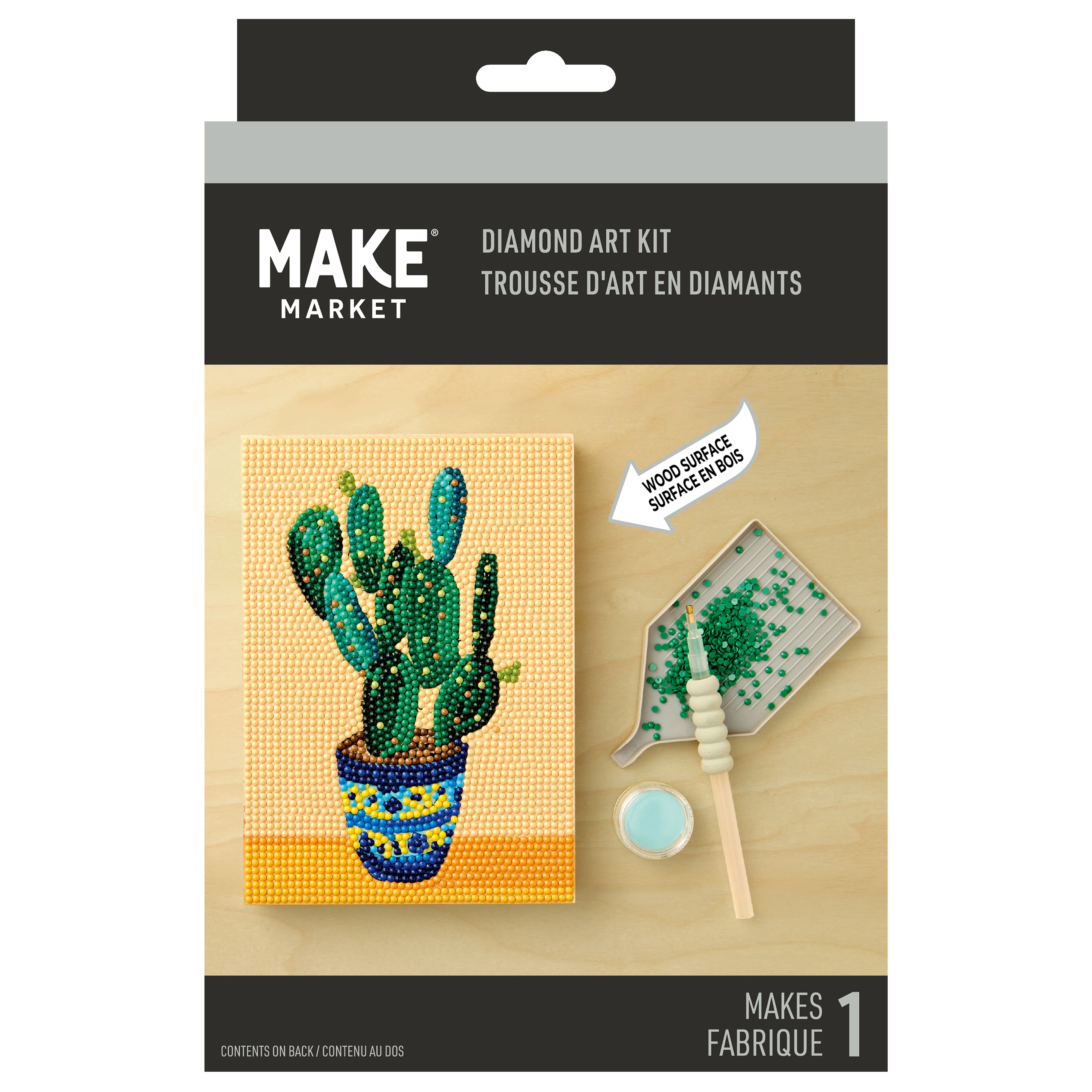 5" x 7" Potted Cactus Wood Plank Diamond Art Kit by Make Market®