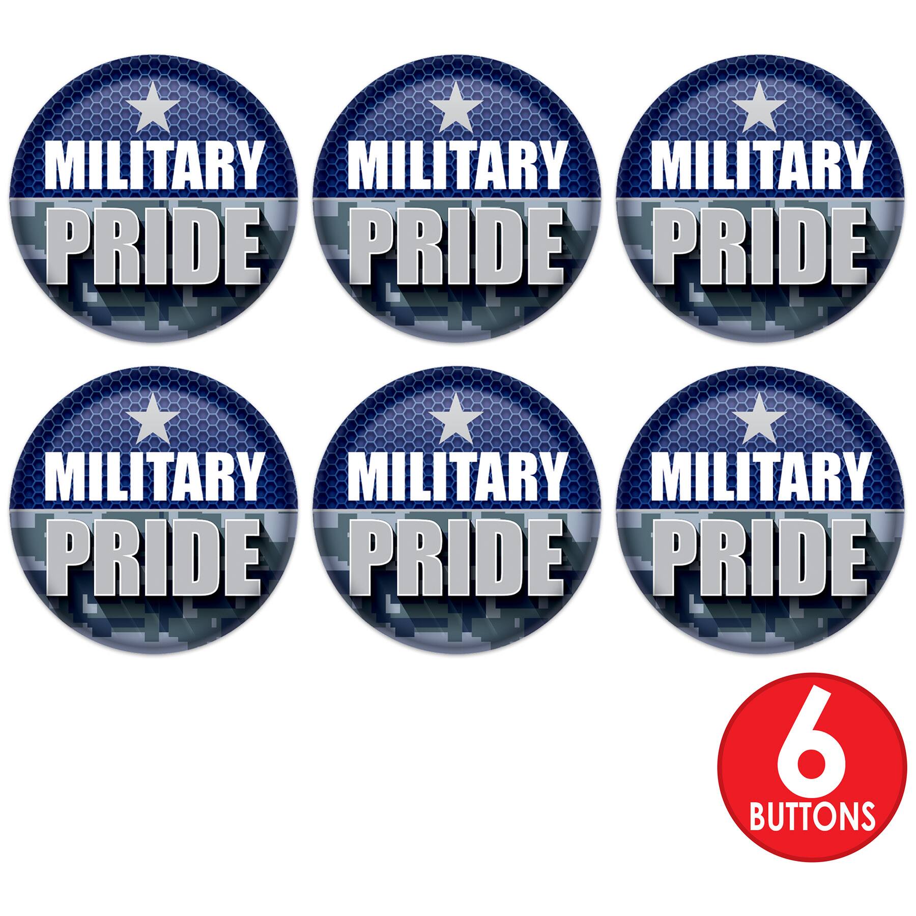 Beistle 2" Blue Camouflage Military Pride Buttons, 6ct.