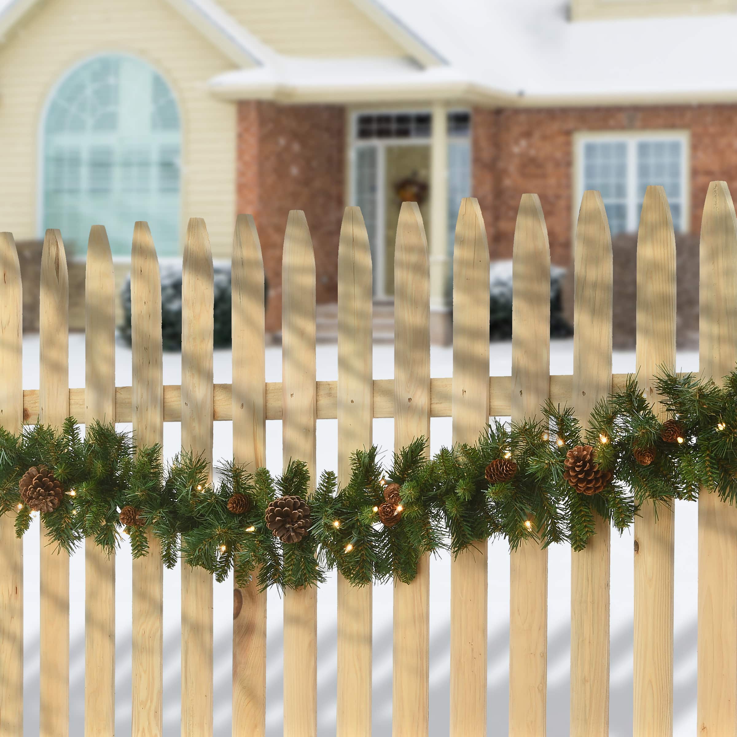 9' x 10" Pre-lit Pine Cone Artificial Christmas Garland with 50 Clear Lights-UL