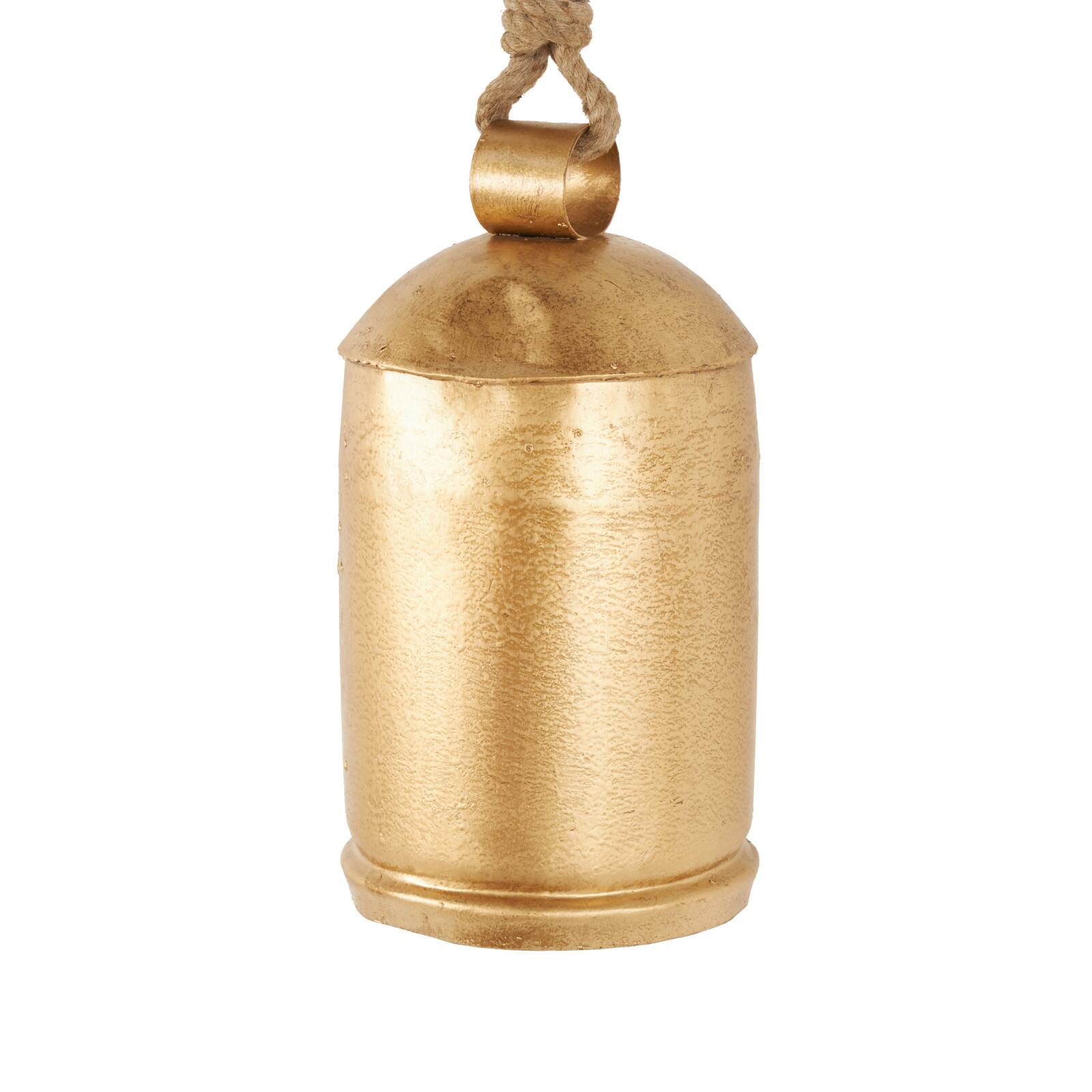 Gold Metal Decorative Bell with Jute Hanging Rope