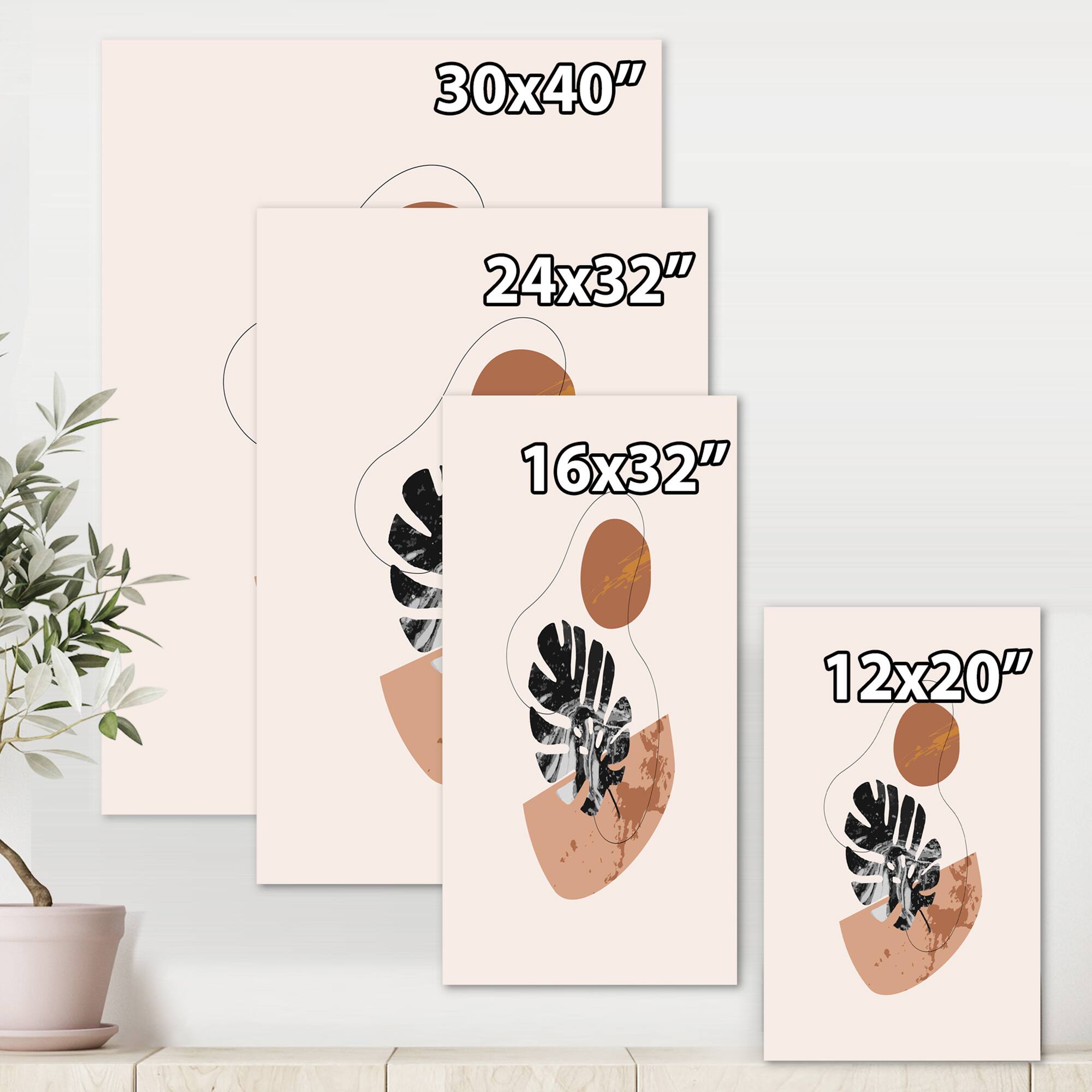 Designart - Abstract Shapes & Tropical Monstera Leaves