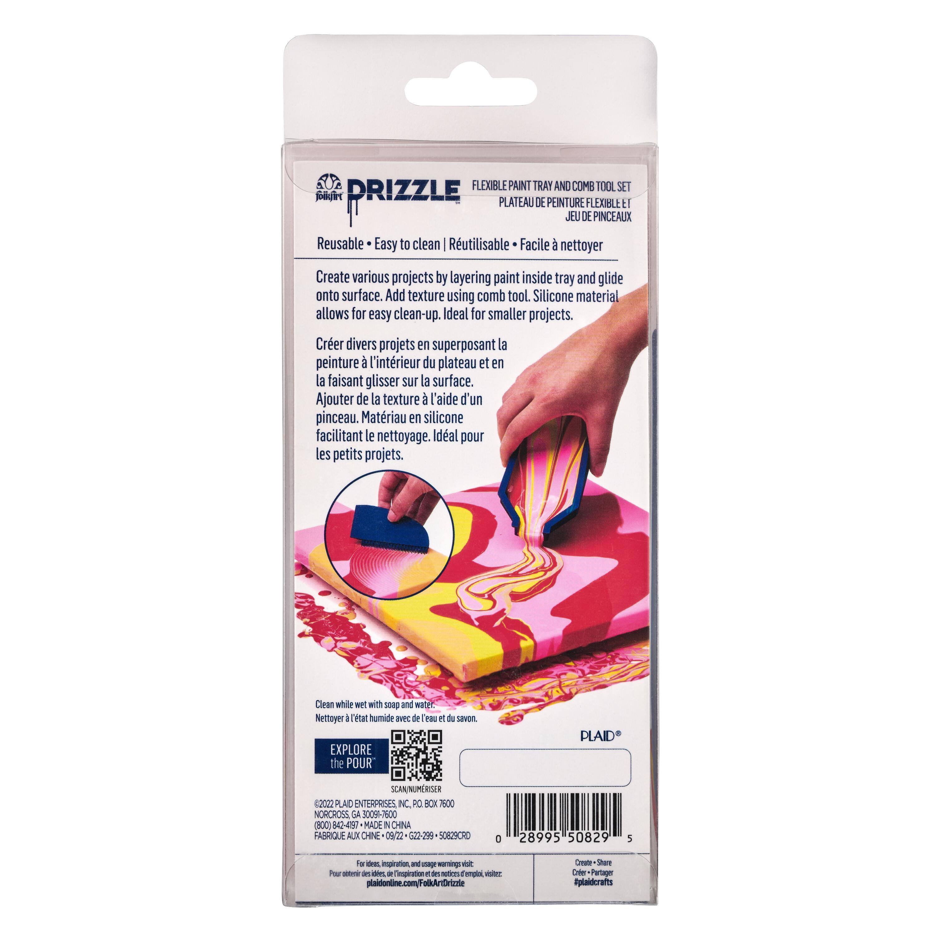 12 Pack: FolkArt® Drizzle™ Flexible Paint Tray & Comb Tool Set
