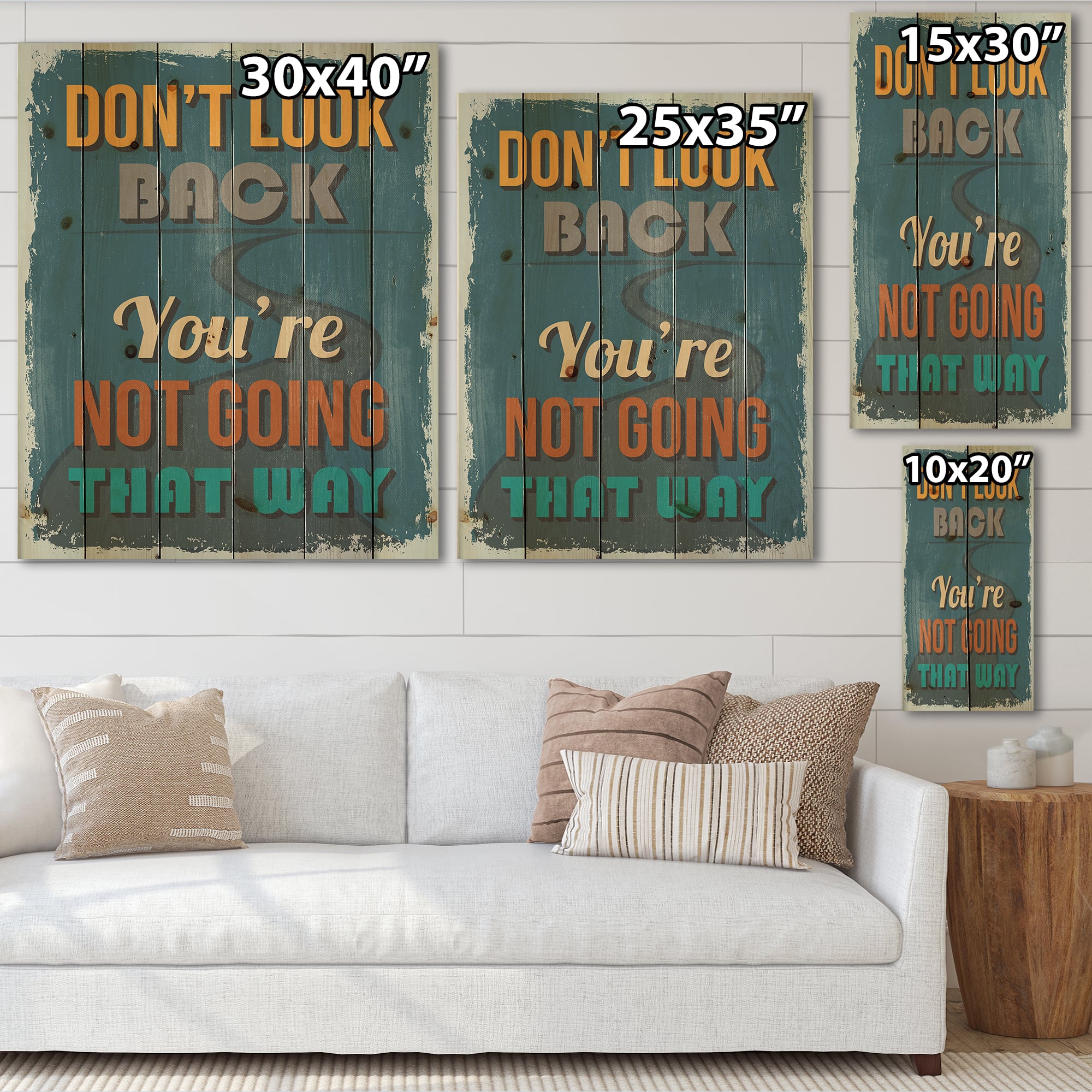 Designart - Don't Look Back You're Not Going That Way - Traditional Print on Natural Pine Wood
