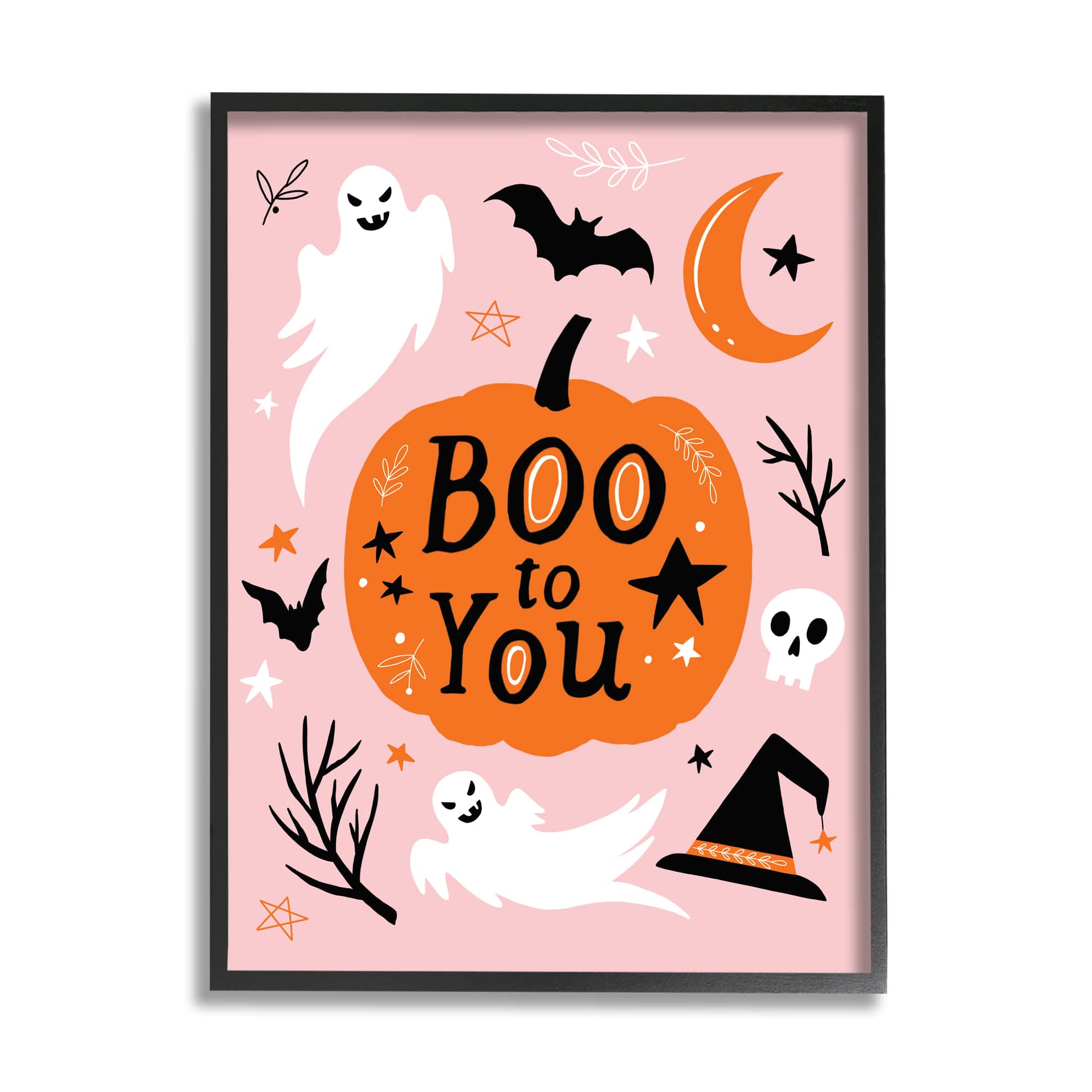 Stupell Industries Boo to You Halloween Elements Framed Giclee Art