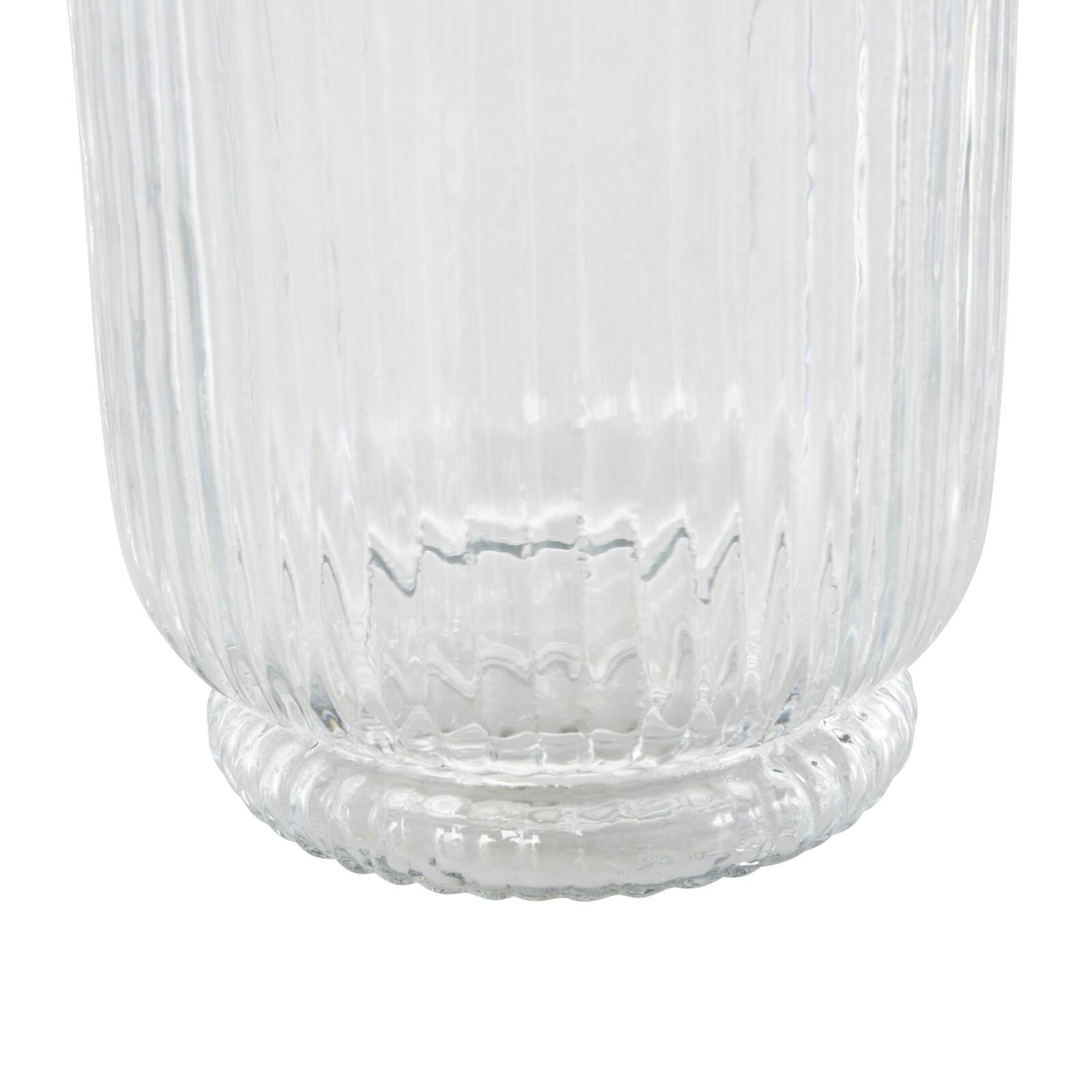 Clear Round Glass Ribbed Fluted Decorative Candle Holder