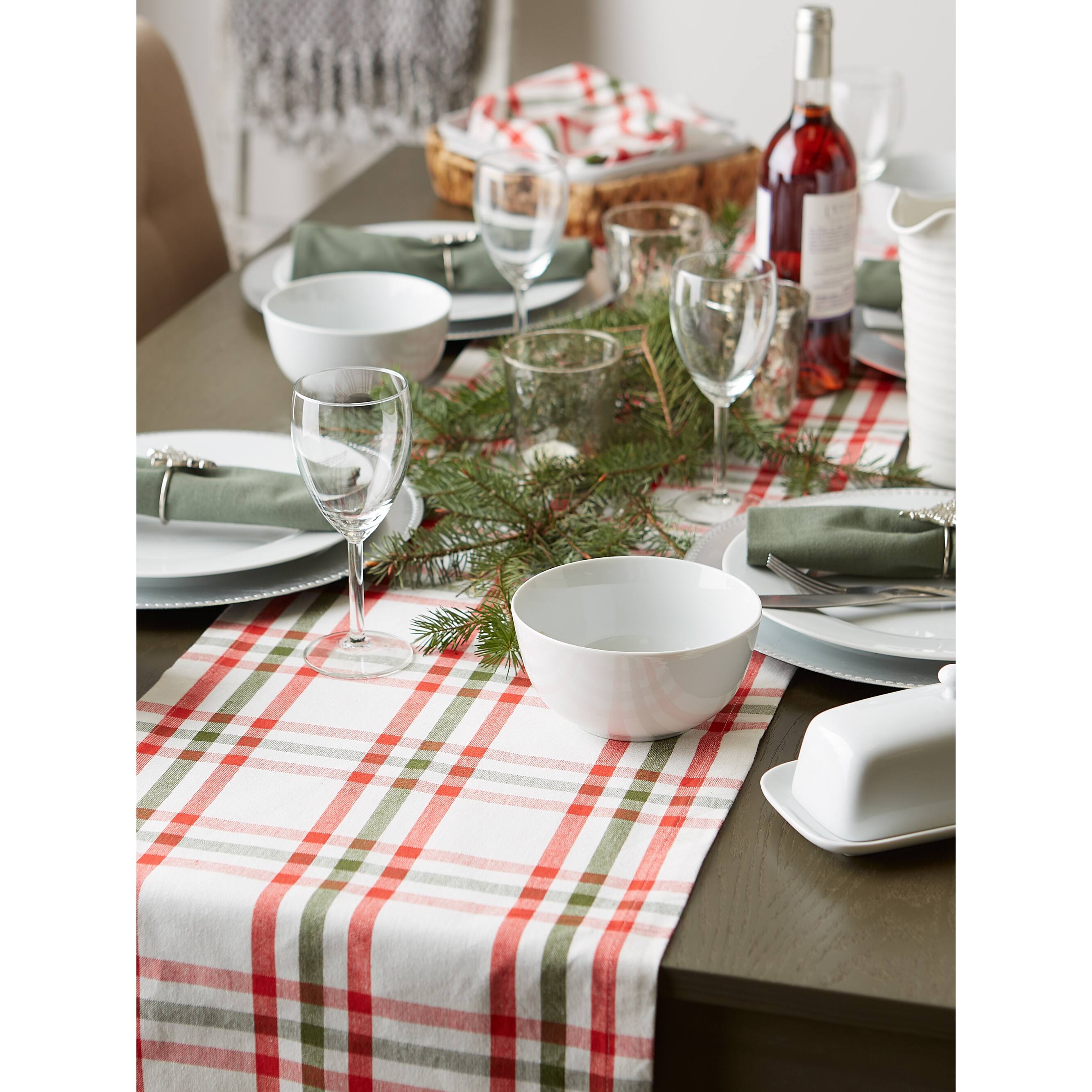 DII® 108" Jolly Tree Collection Nutcracker Plaid Table Runner