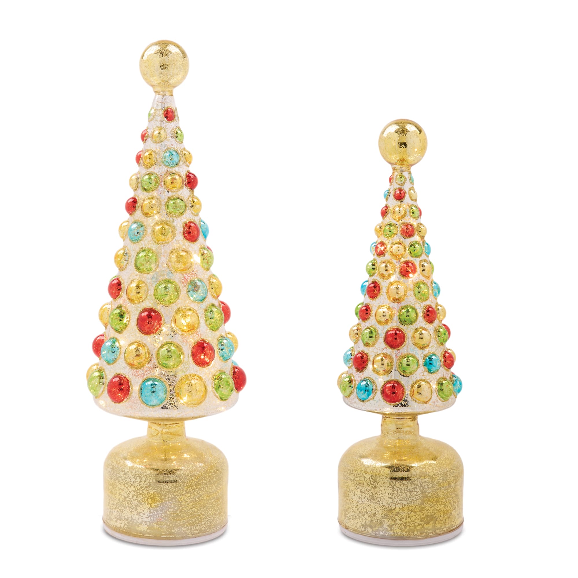 Melrose LED Mercury Glass Rotating Christmas Tree Set
