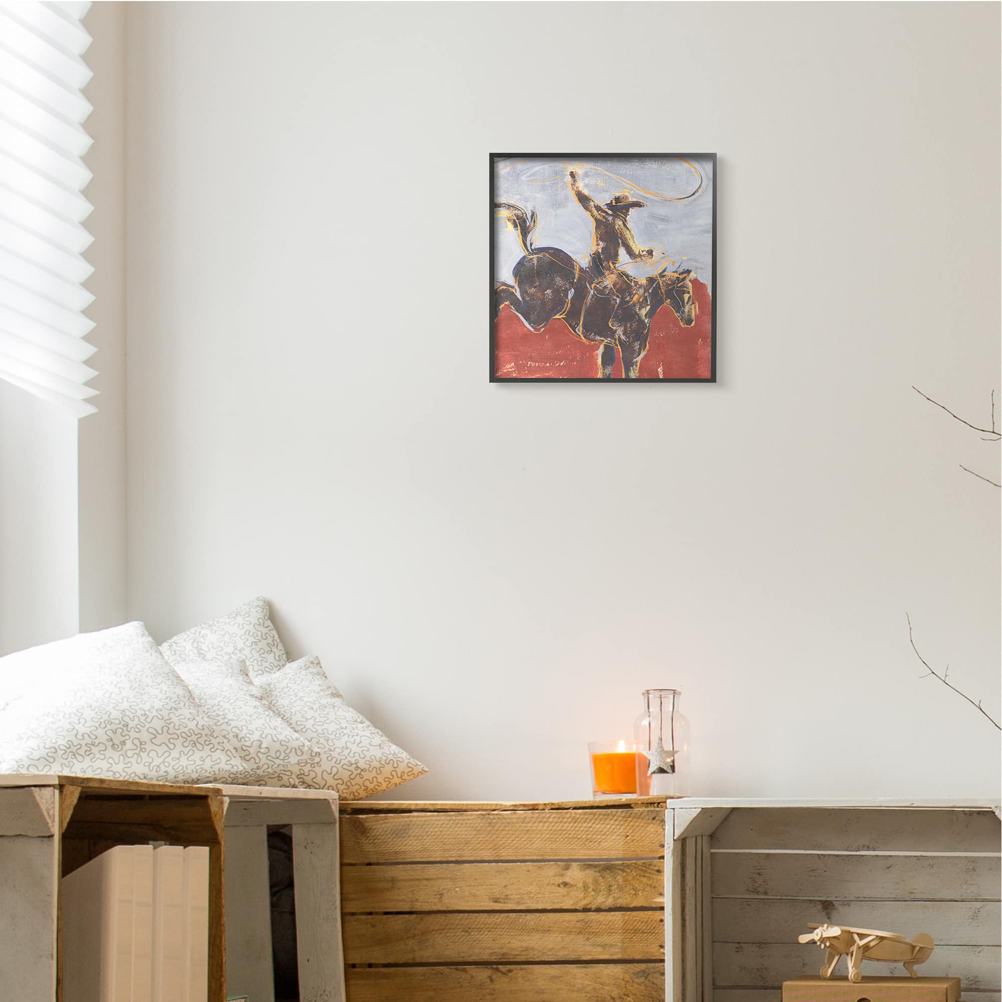 Stupell Industries Rustic Western Cowboy Wild Horse Lasso, 12" x 12"