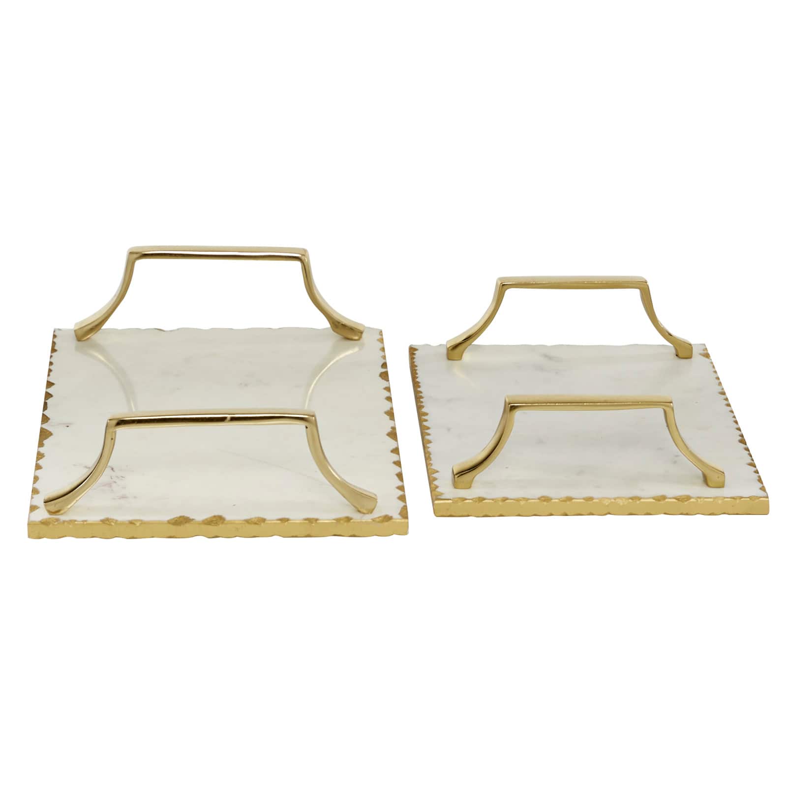 Set of 2" Gold Ceramic Glam Tray, 16", 13"