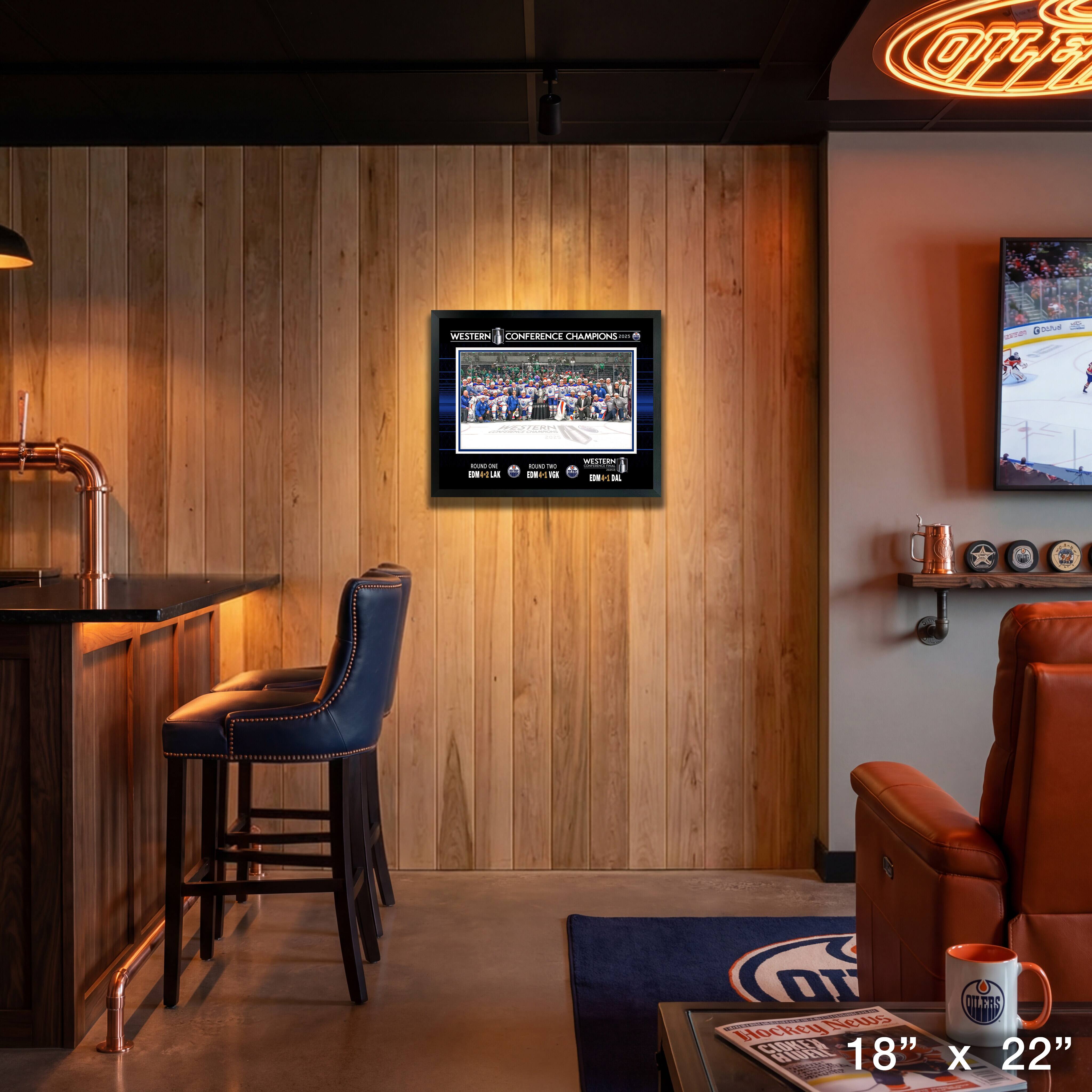Edmonton Oilers Framed 16" x 20" PhotoGlass 2025 Conference Champions 20" x 16"