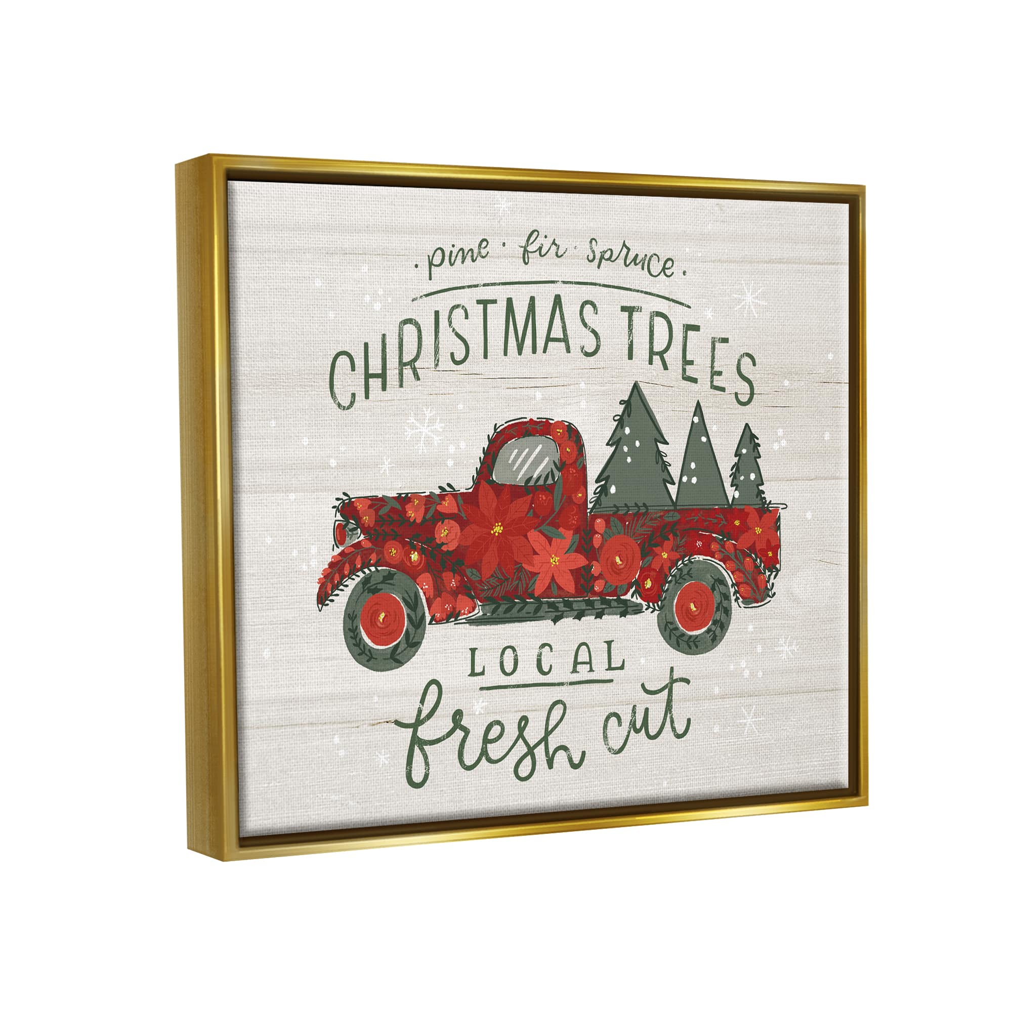 Stupell Industries Local Fresh Cut Christmas Trees Framed Floater Canvas Wall Art