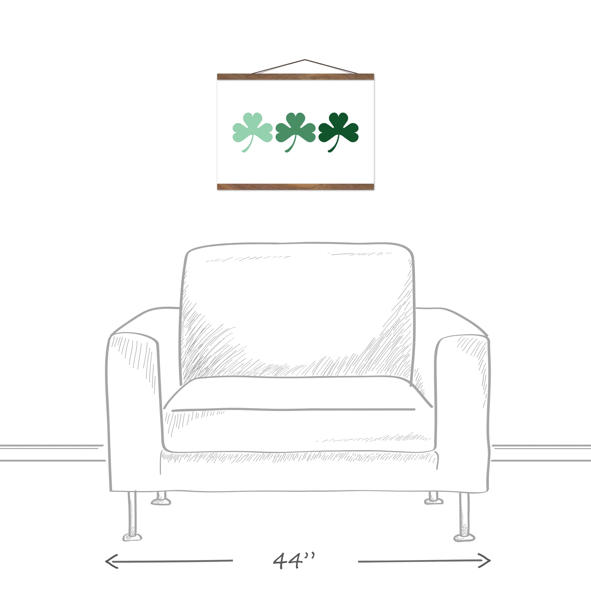 Ombre Shamrock Horizontal Hanging Canvas 16" x 20" Teak Hanging Canvas