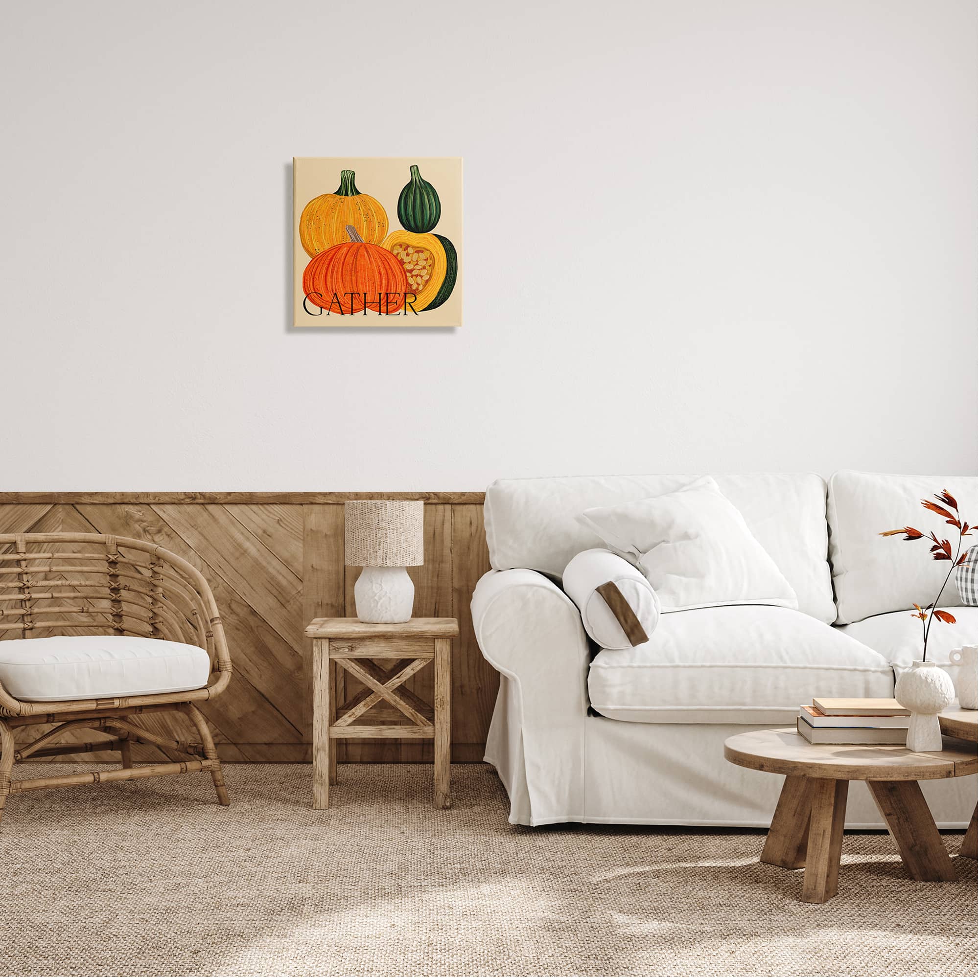 Stupell Industries Gather Autumn Harvest Gourds Canvas Wall Art