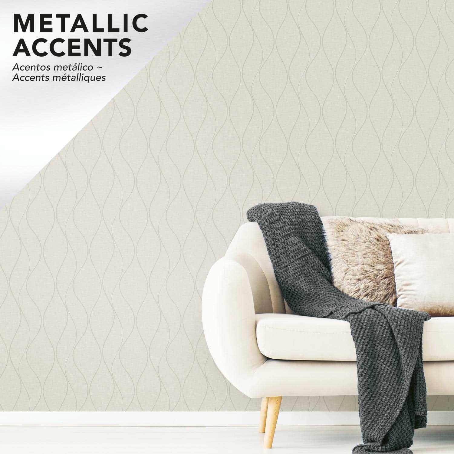 RoomMates Wave Ogee Peel & Stick Wallpaper