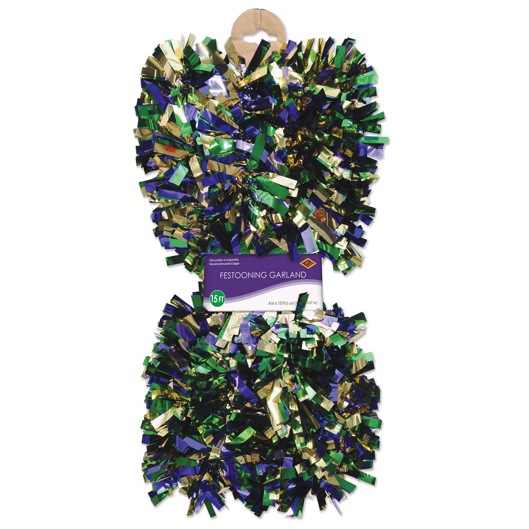 Beistle 15ft. Green, Gold & Purple 6-Ply Metallic Festooning Garland