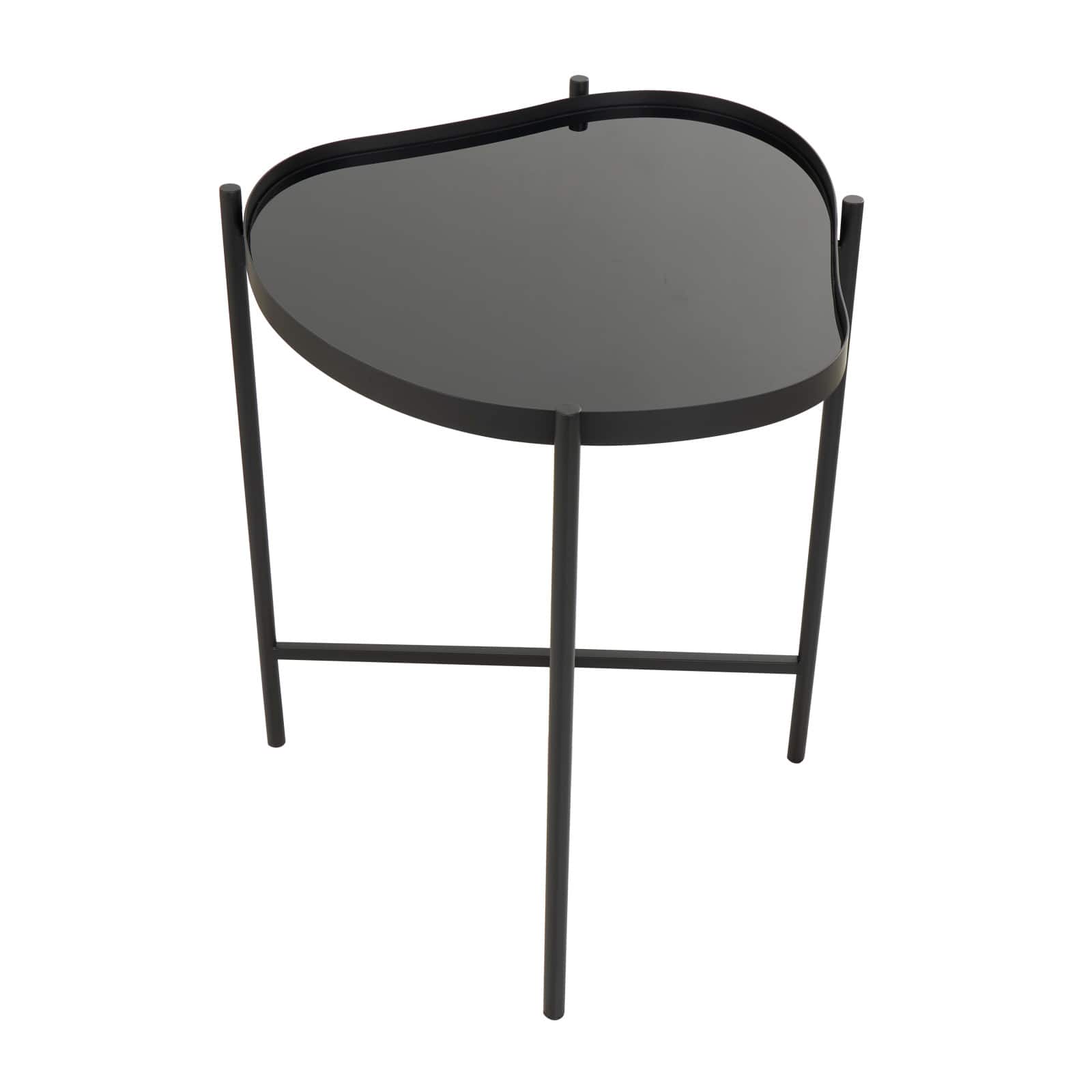 Black Metal Abstract Wavy Accent Table with X-Shaped Base