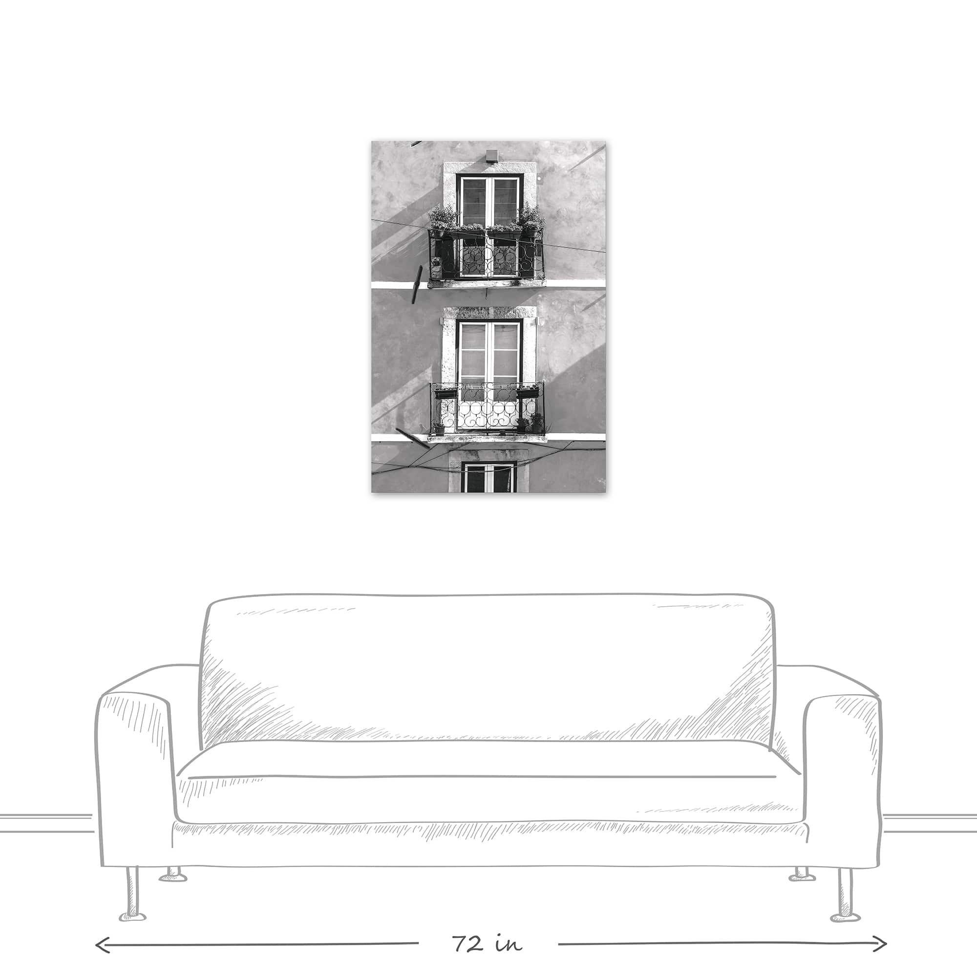 Black And White Balconies 24" x 36" Canvas Wall Art