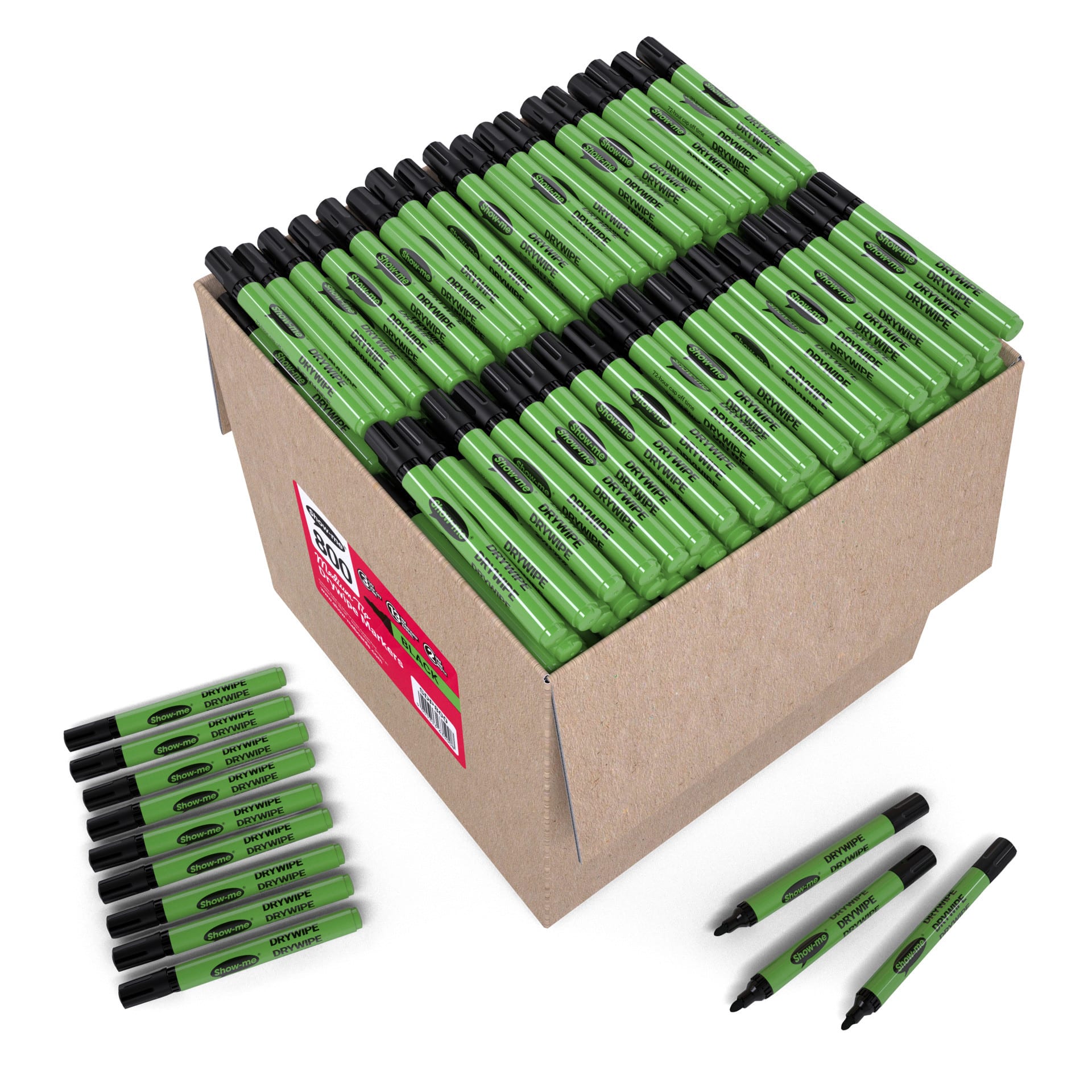 Show-me® Black Medium Tip Slim Barrel Dry Erase Markers, 800ct.