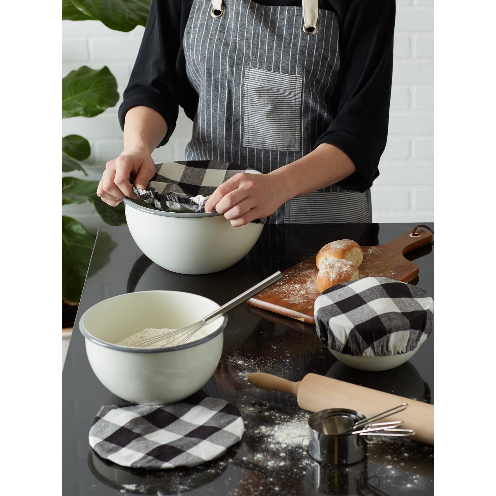 DII® Assorted Black Buffalo Check Woven Dish Cover Set