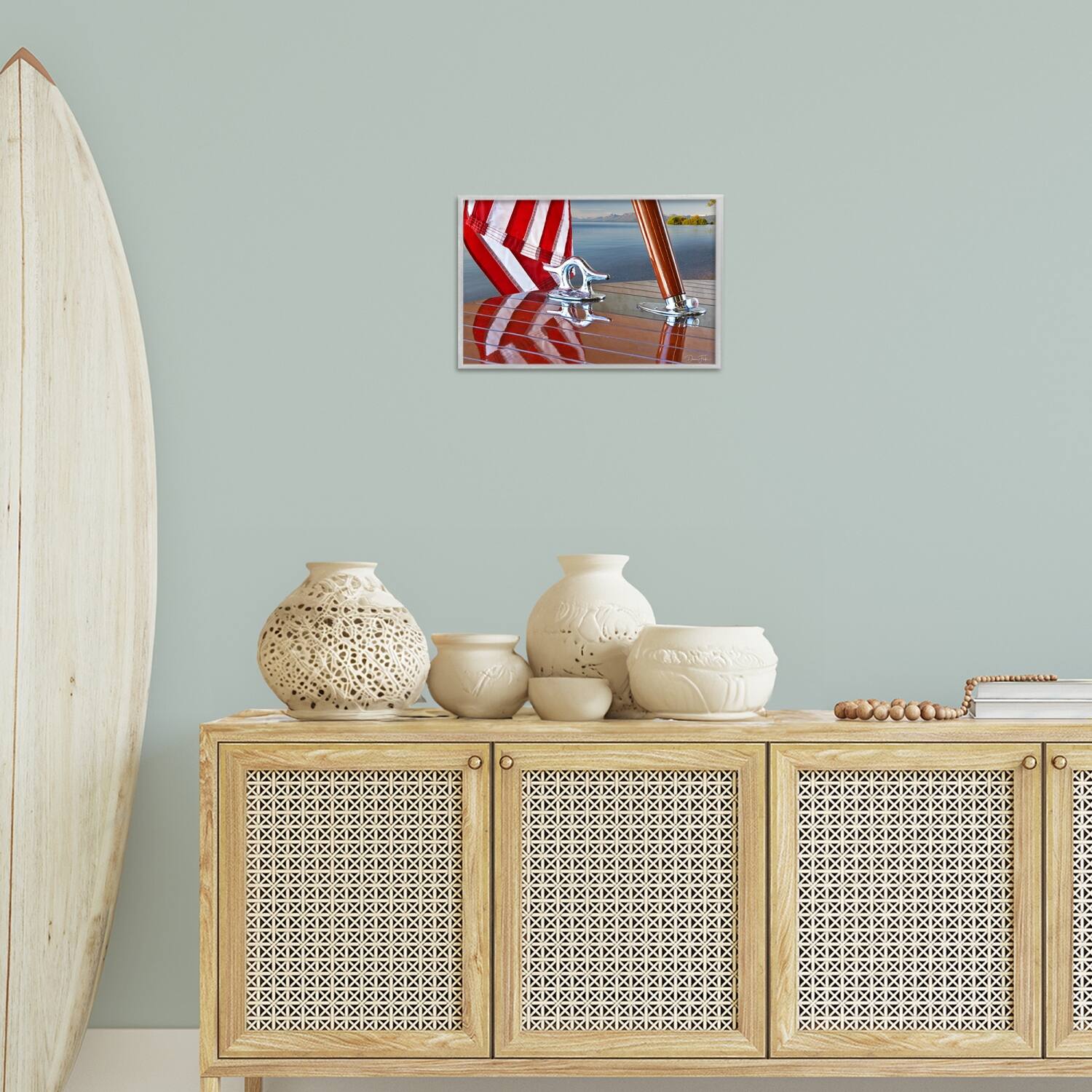 Stupell Industries Flag On Boat Hull Framed Giclee Art