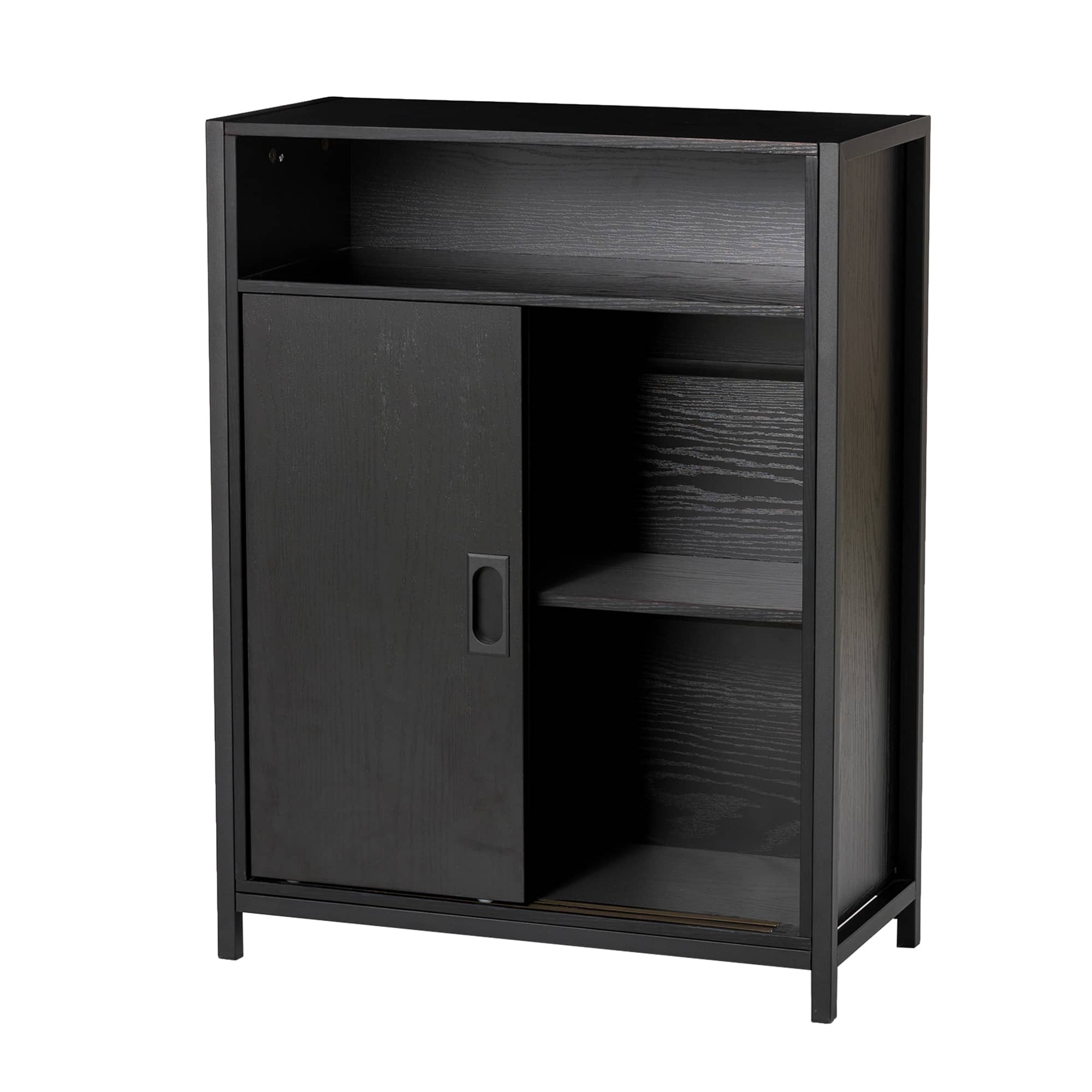 Glitzhome® 32" Black Double Door Modern Storage Floor Cabinet