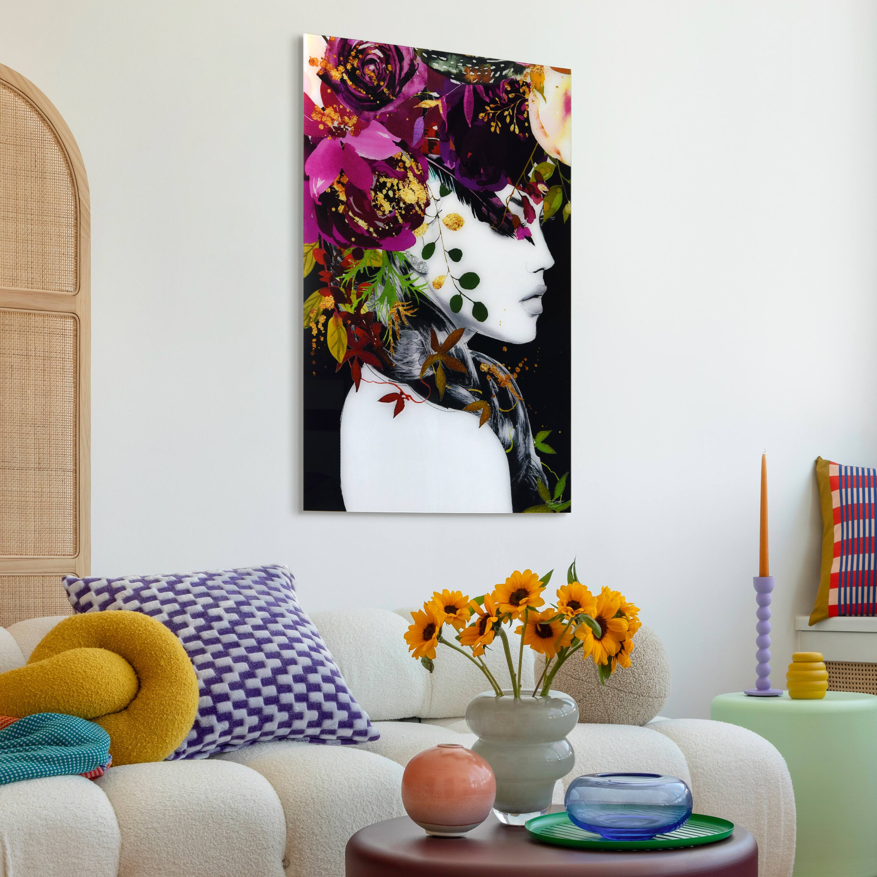 Empire Art Direct 32" x 48" Purple Rain Free Floating Printed Tempered Glass Wall Art