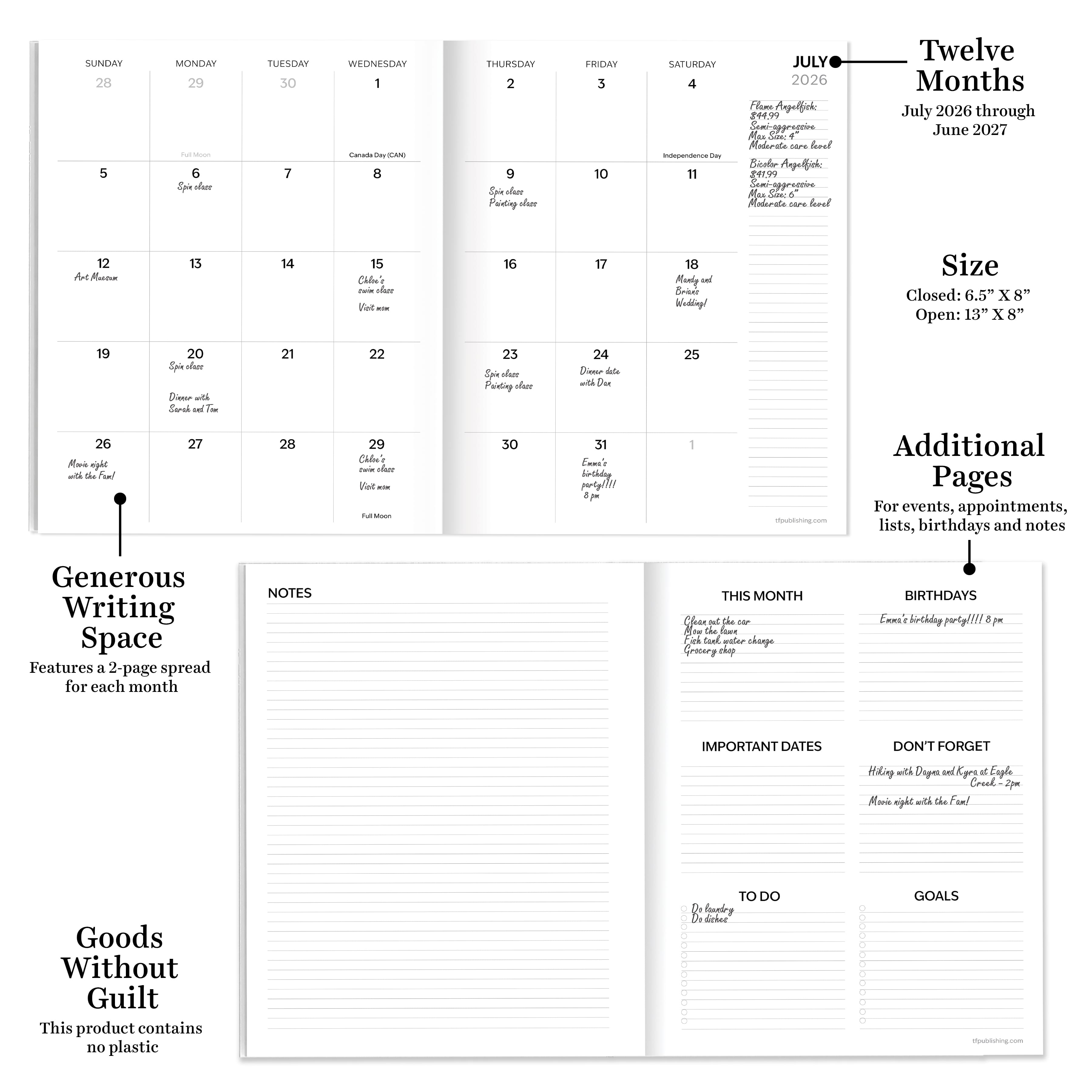 TF Publishing Medium 2026-27 Kraft Dot Monthly Planner