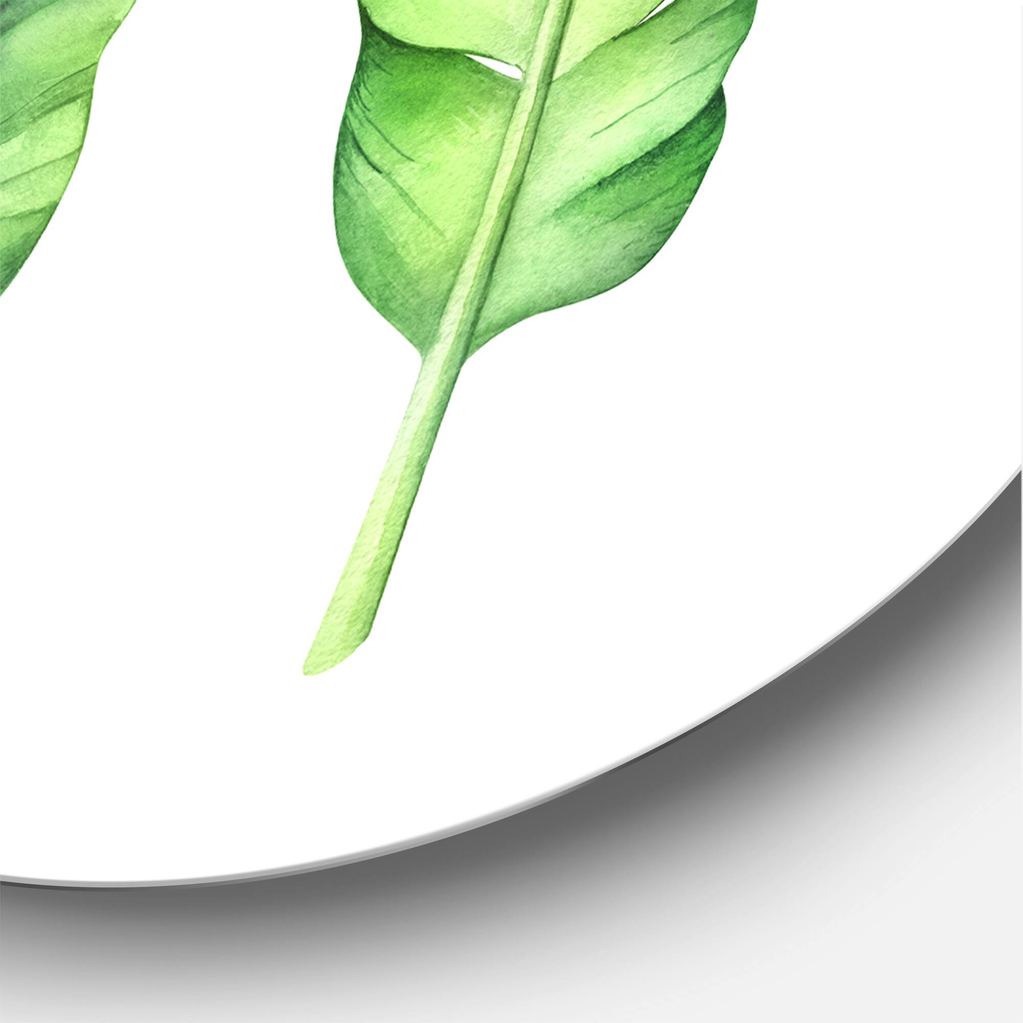 Designart - Tropical Banana Leaves Set - Farmhouse Metal Circle Wall Art