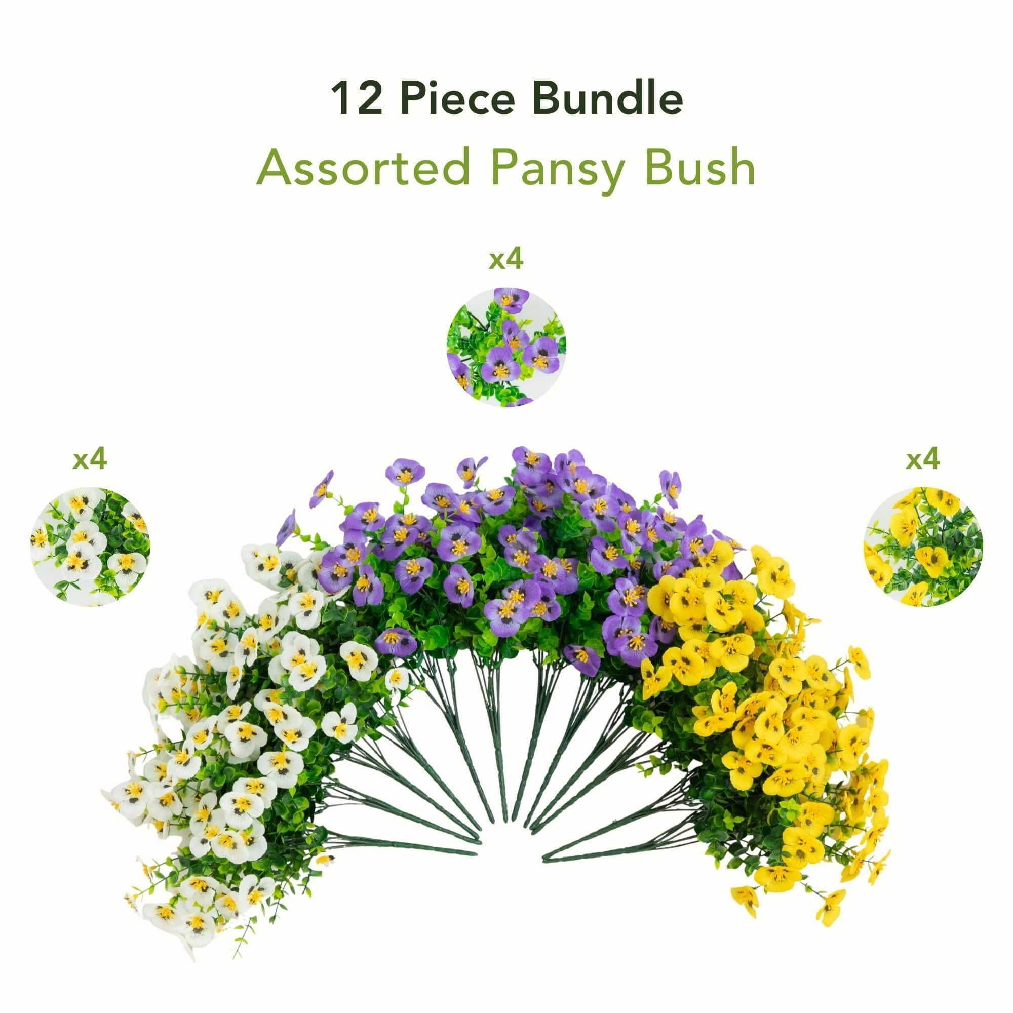 13" UV Resistant Artificial Pansy Bushes, 12ct.