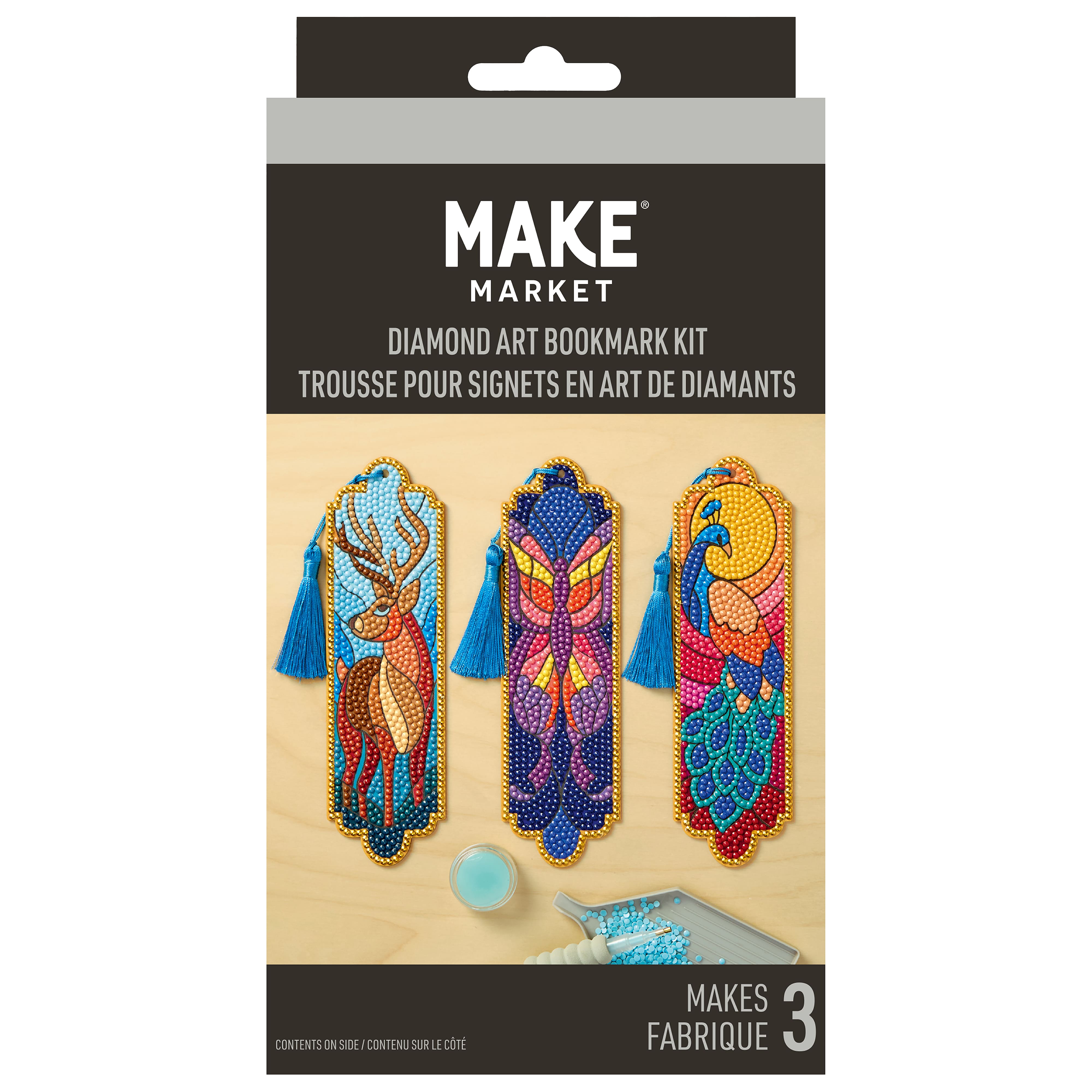 Stained Glass Animals 3-Piece Diamond Art Bookmark Kit by Make Market®