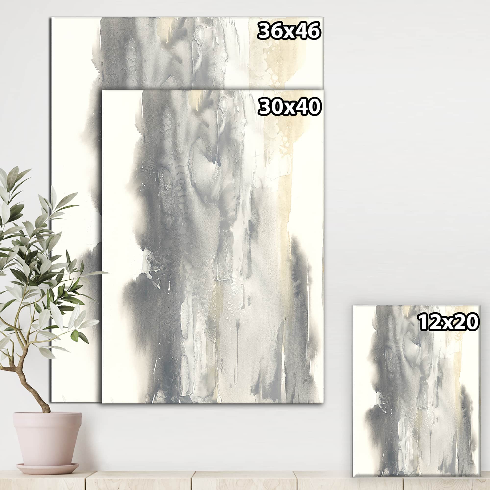 Designart - Gold Glamour Direction II - Modern & Contemporary Canvas Artwork