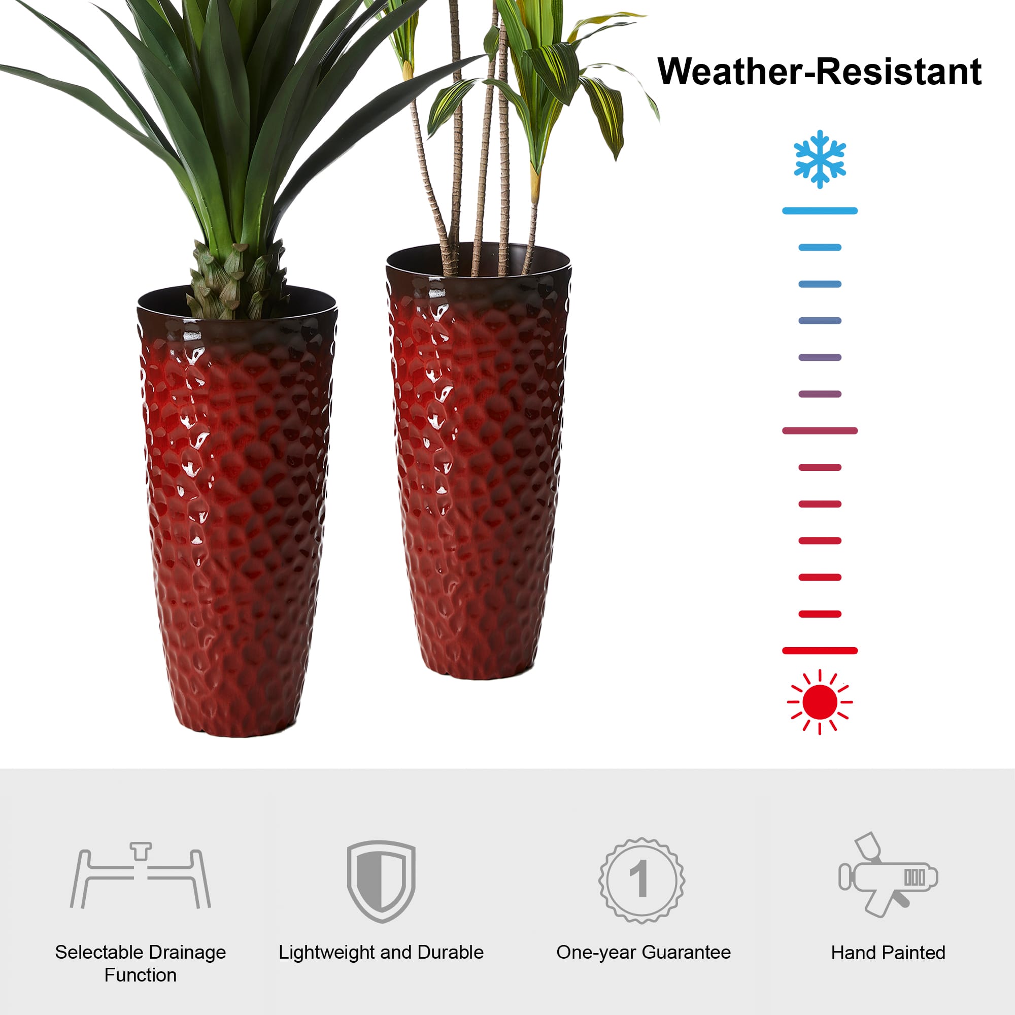 Glitzhome® 31" Eco-Friendly Honeycomb Textured Tall Plastic Planters, 2ct.