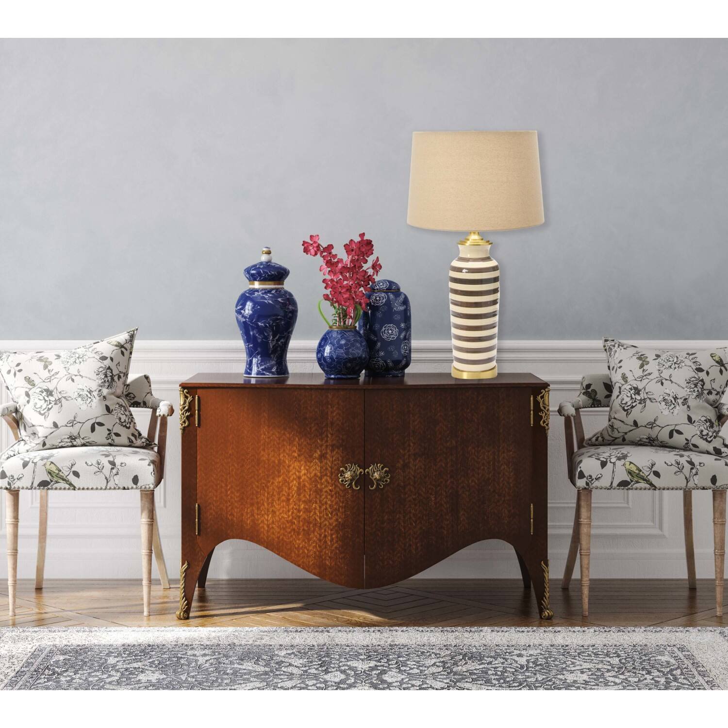 Hello Honey® 2ft. Striped Ceramic & Metal Desk Lamp